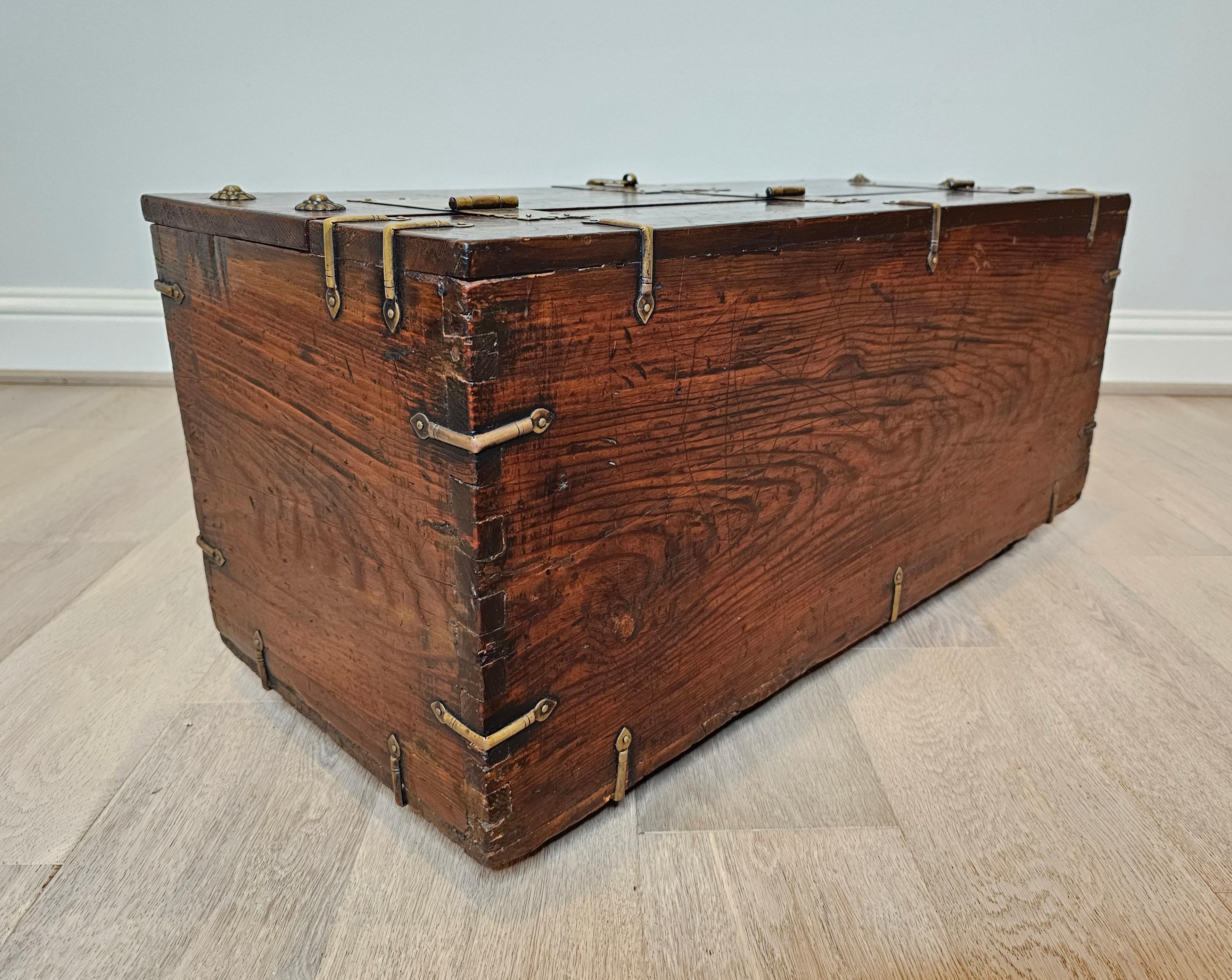 19th Century Korean Brass Mounted Wood Money Chest 11