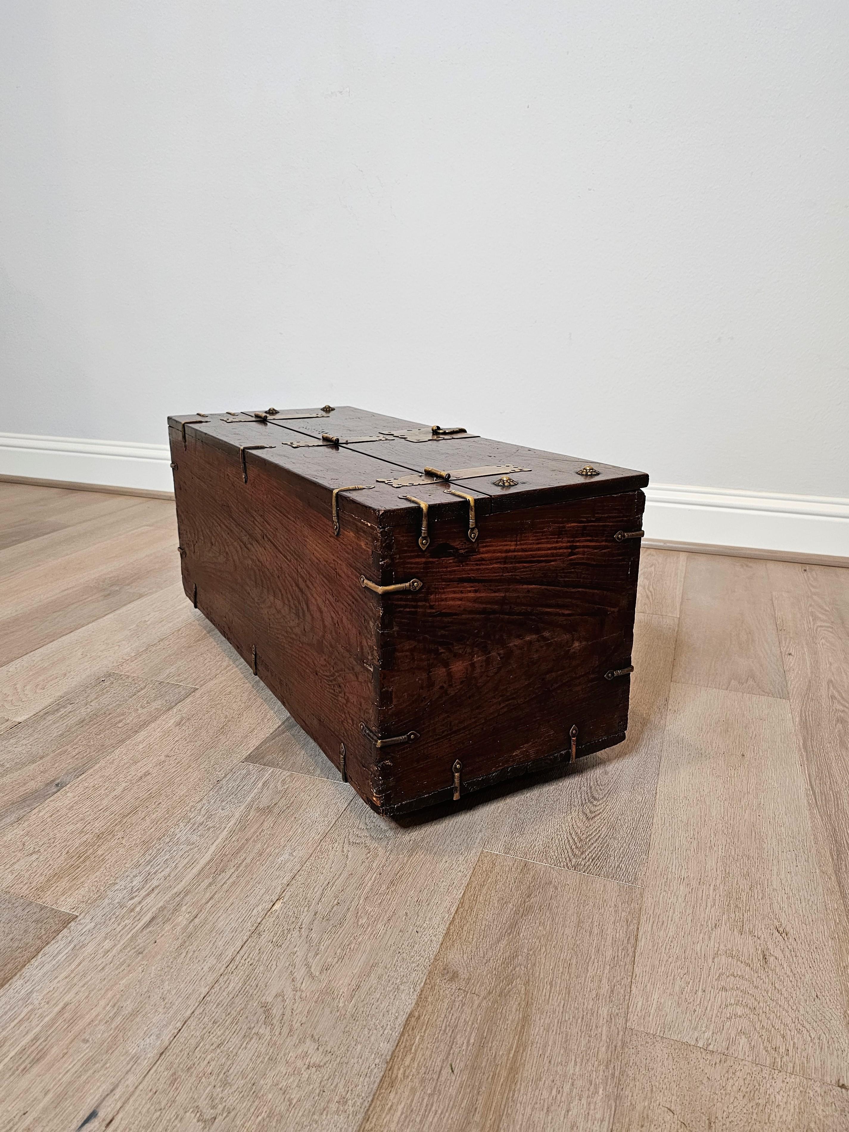 19th Century Korean Brass Mounted Wood Money Chest 12