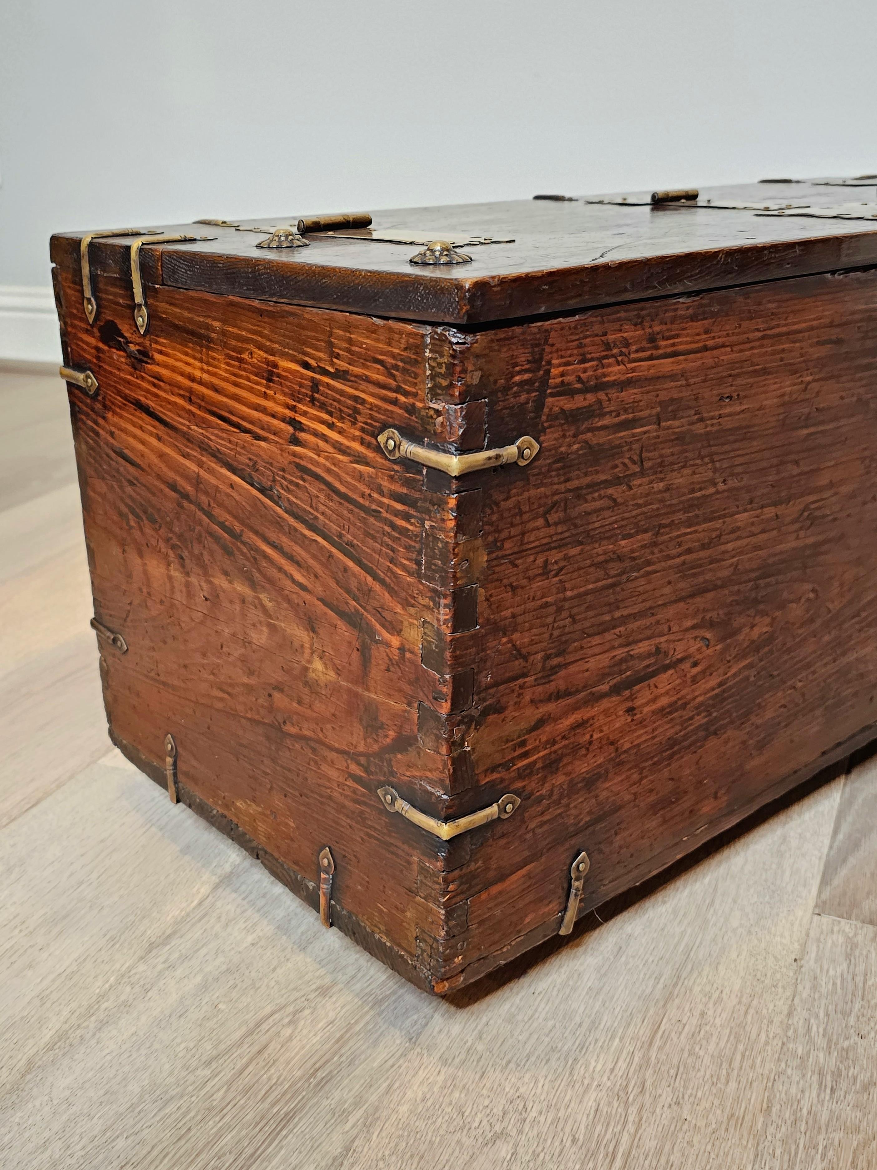 19th Century Korean Brass Mounted Wood Money Chest 13