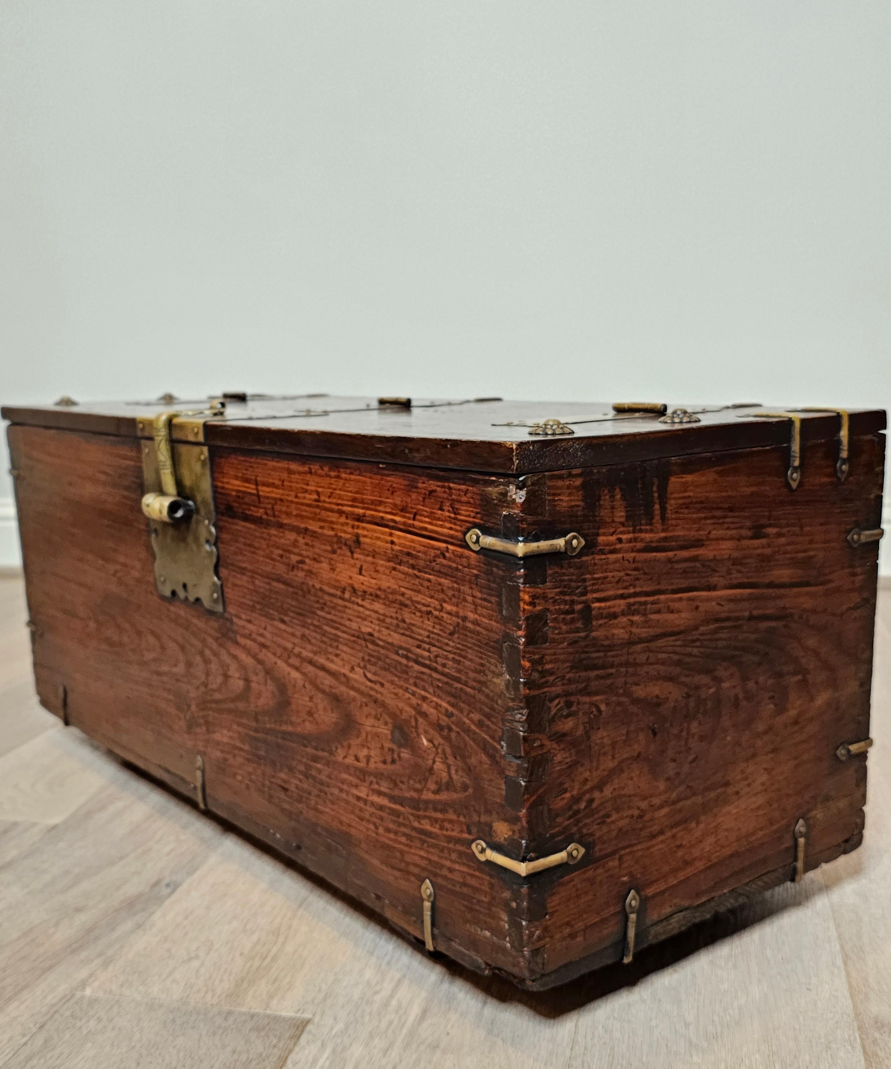 19th Century Korean Brass Mounted Wood Money Chest 3