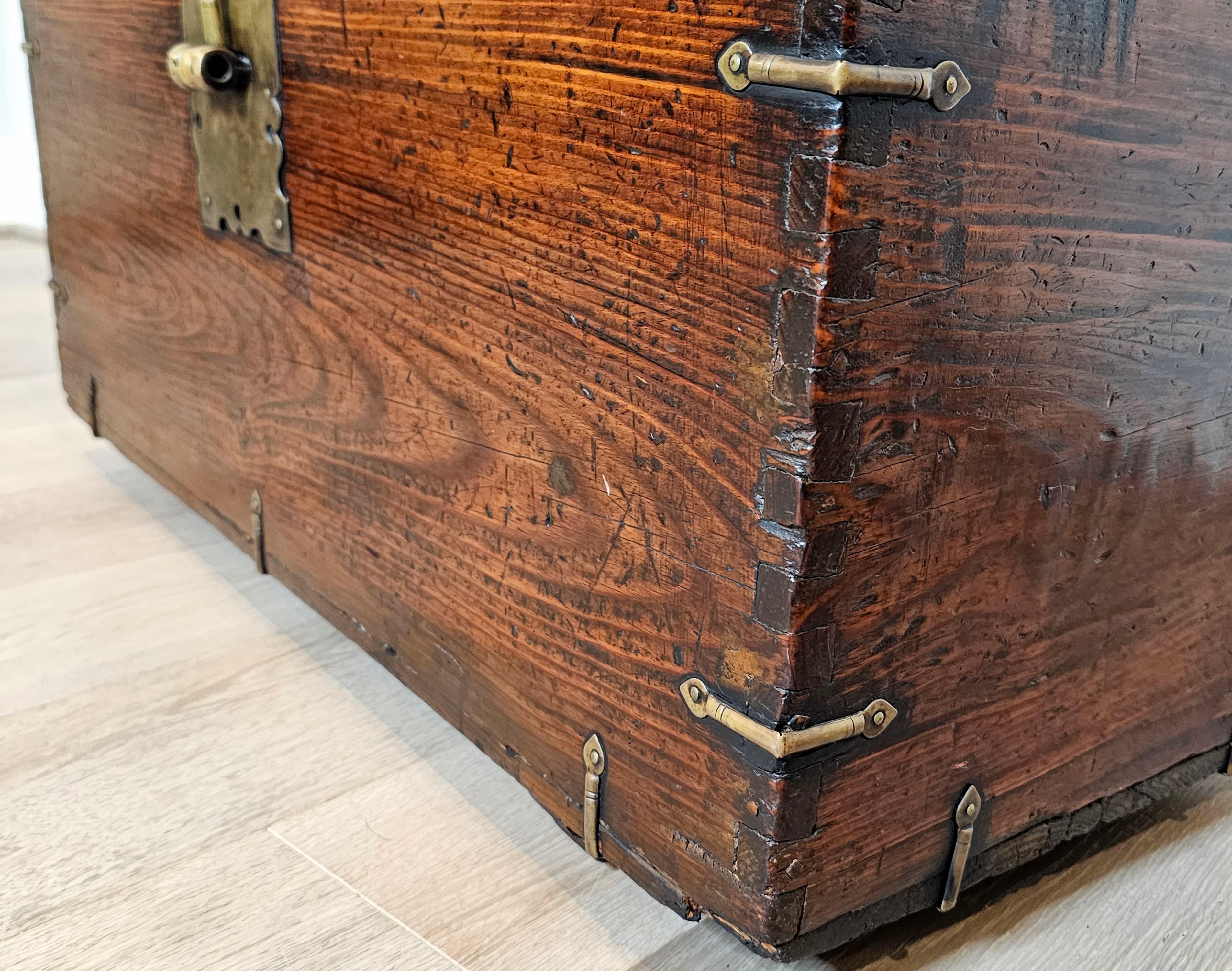 19th Century Korean Brass Mounted Wood Money Chest 4