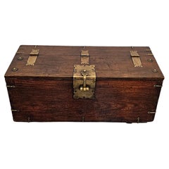 19th Century Korean Brass Mounted Wood Money Chest