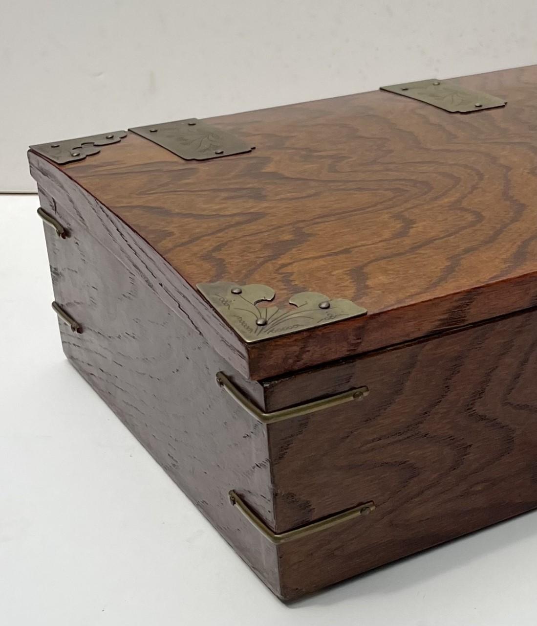 19th Century Korean Wood Document Brass Hinge Box 6