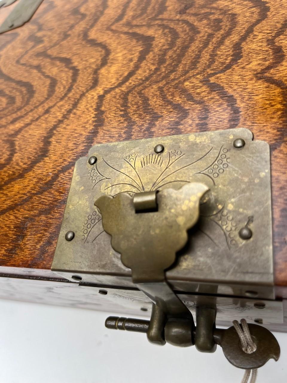 19th Century Korean Wood Document Brass Hinge Box 9