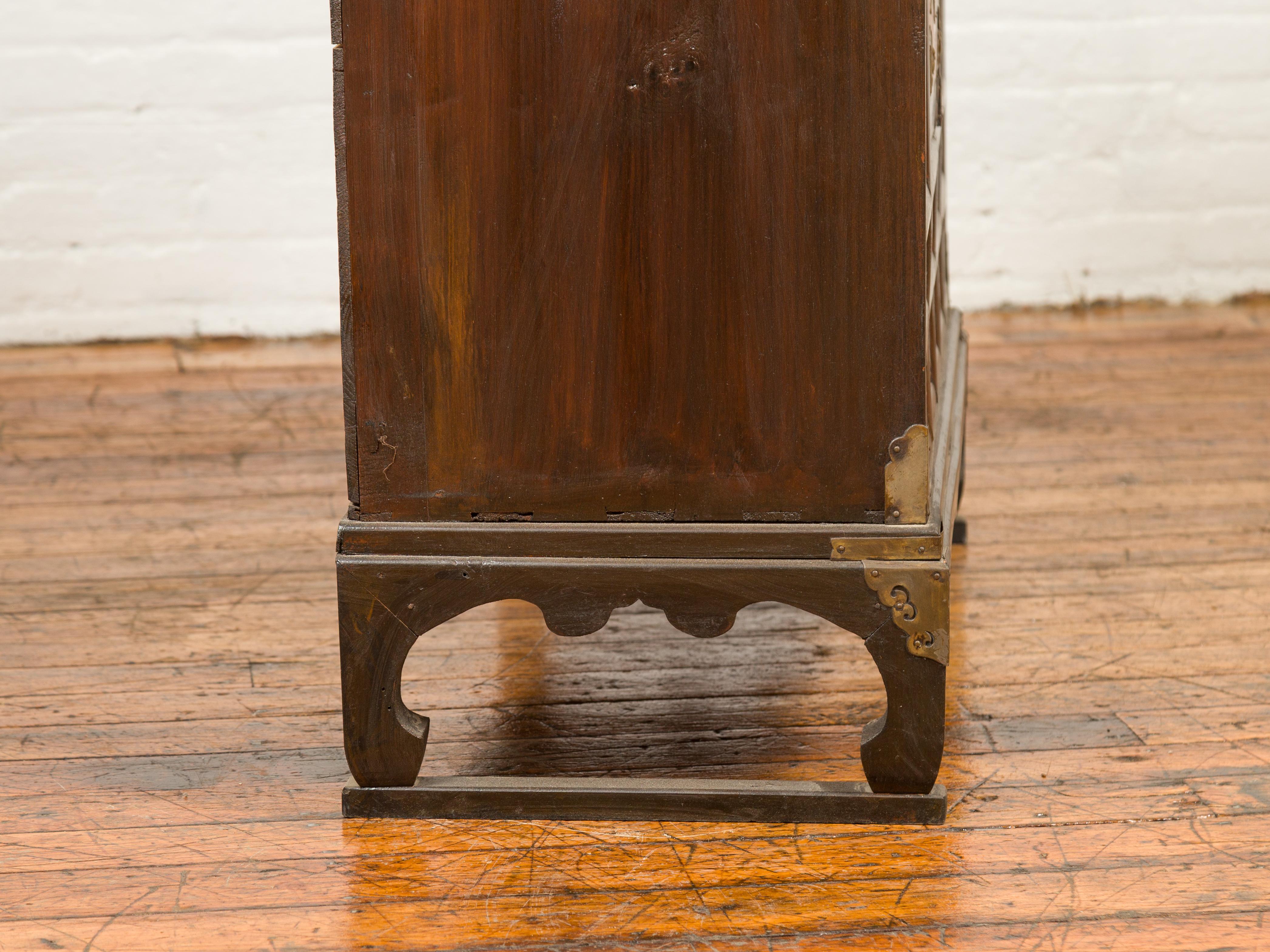 19th Century Korean Wooden Side Chest with Drawers and Butterfly Hardware 8