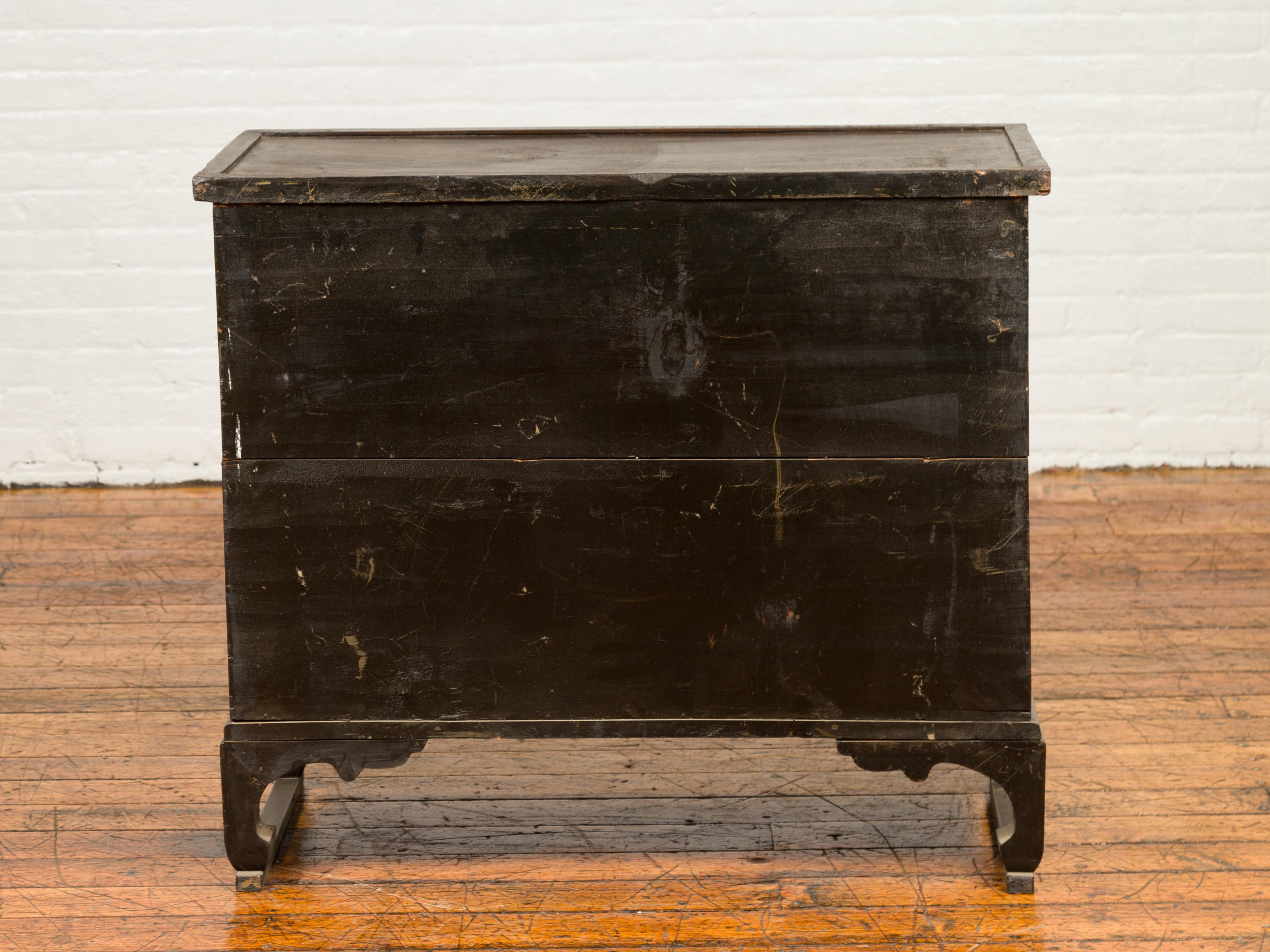 19th Century Korean Wooden Side Chest with Drawers and Butterfly Hardware 9