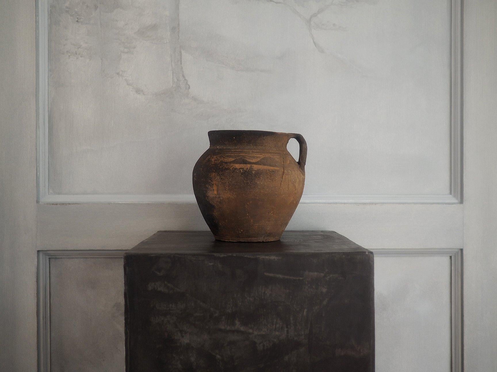 19th century wabi-sabi terra-cotta amphora.