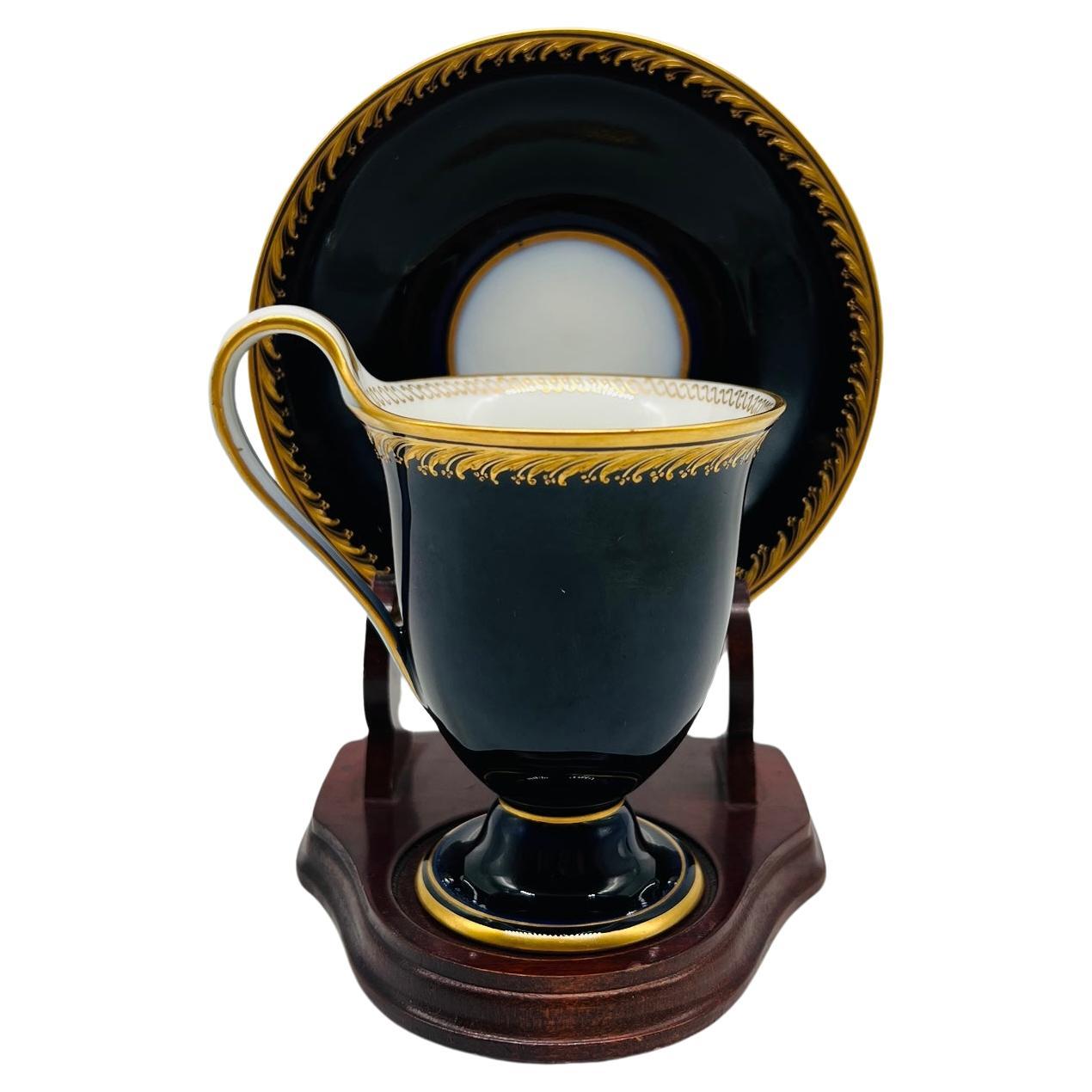 19th Century, KPM Berlin Porcelain Cobalt & Gilt Tea Cup & Saucer