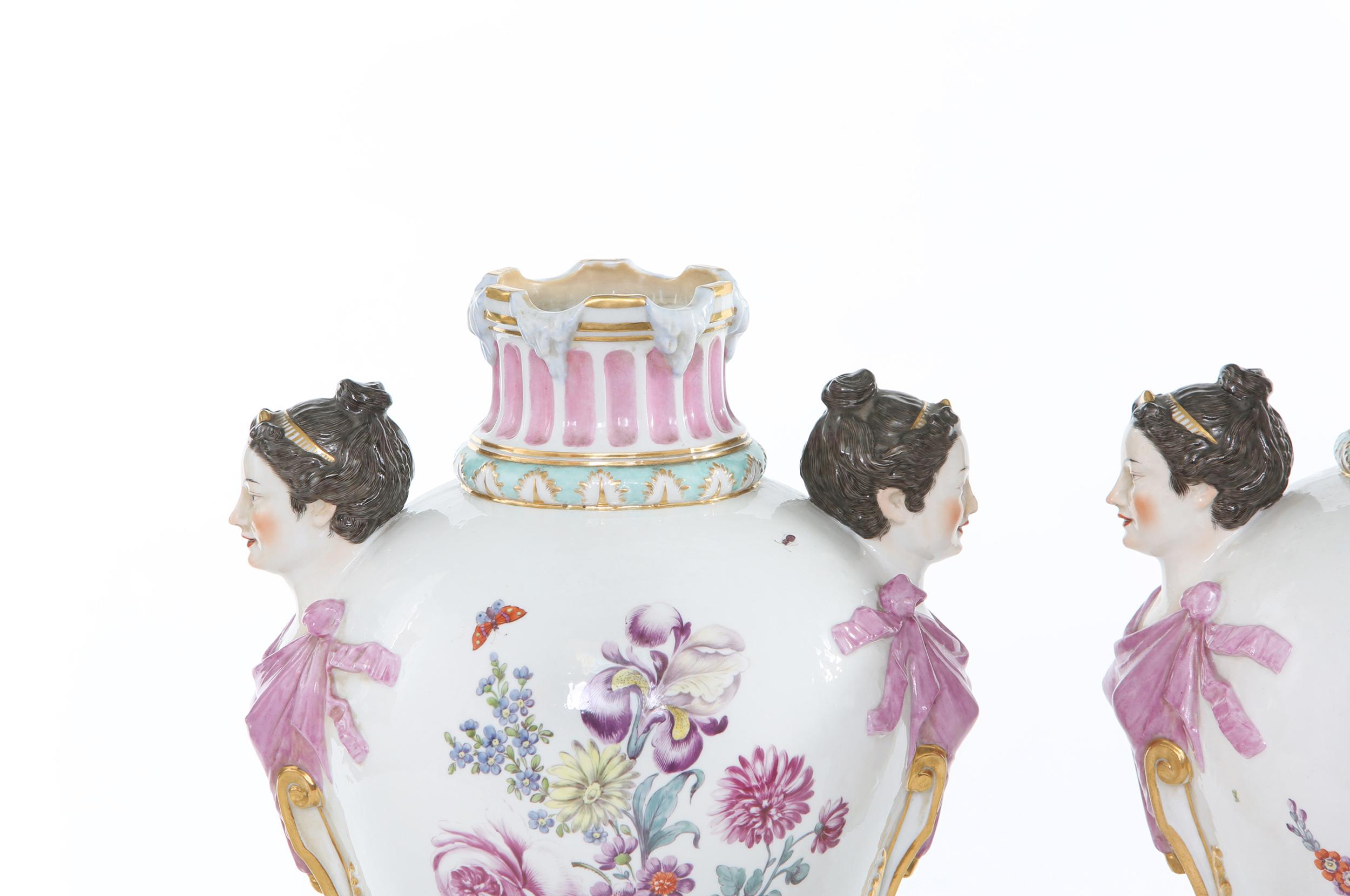 Mid-19th Century 19th Century KPM Pair Gilt / Foral Porcelain Decorative Urns For Sale