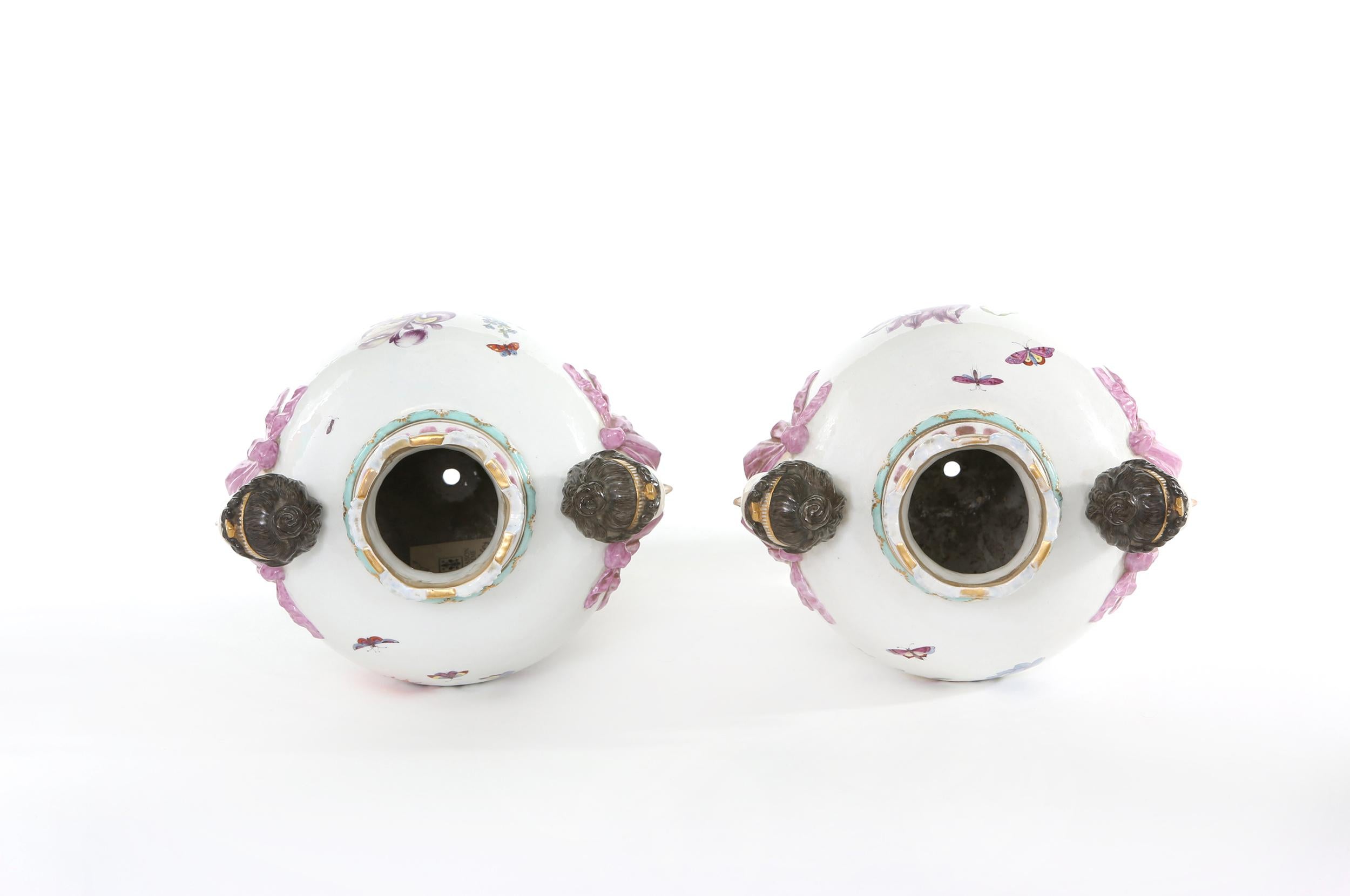 19th Century KPM Pair Gilt / Foral Porcelain Decorative Urns For Sale 2