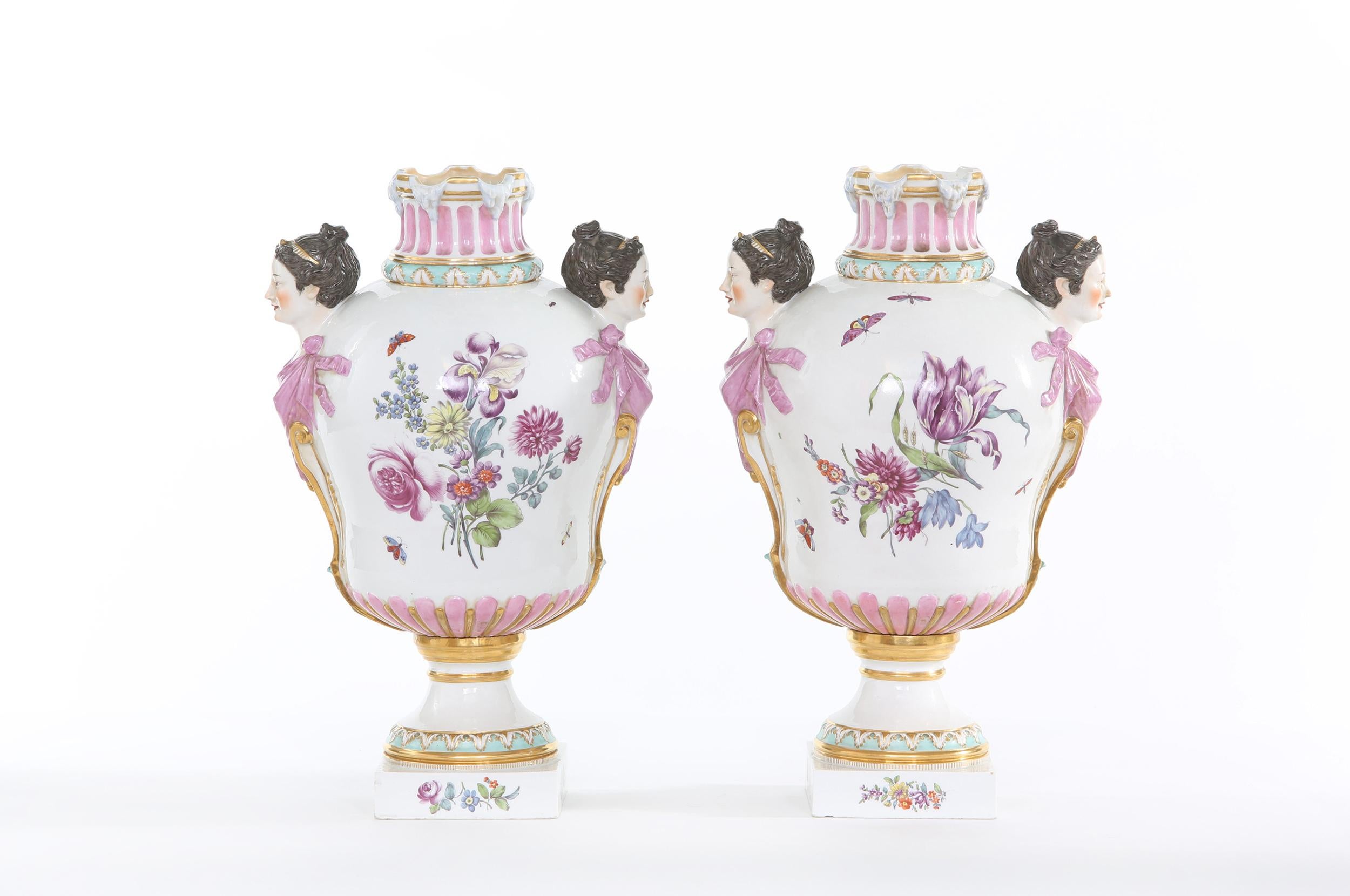 19th Century KPM Pair Gilt / Foral Porcelain Decorative Urns For Sale 4