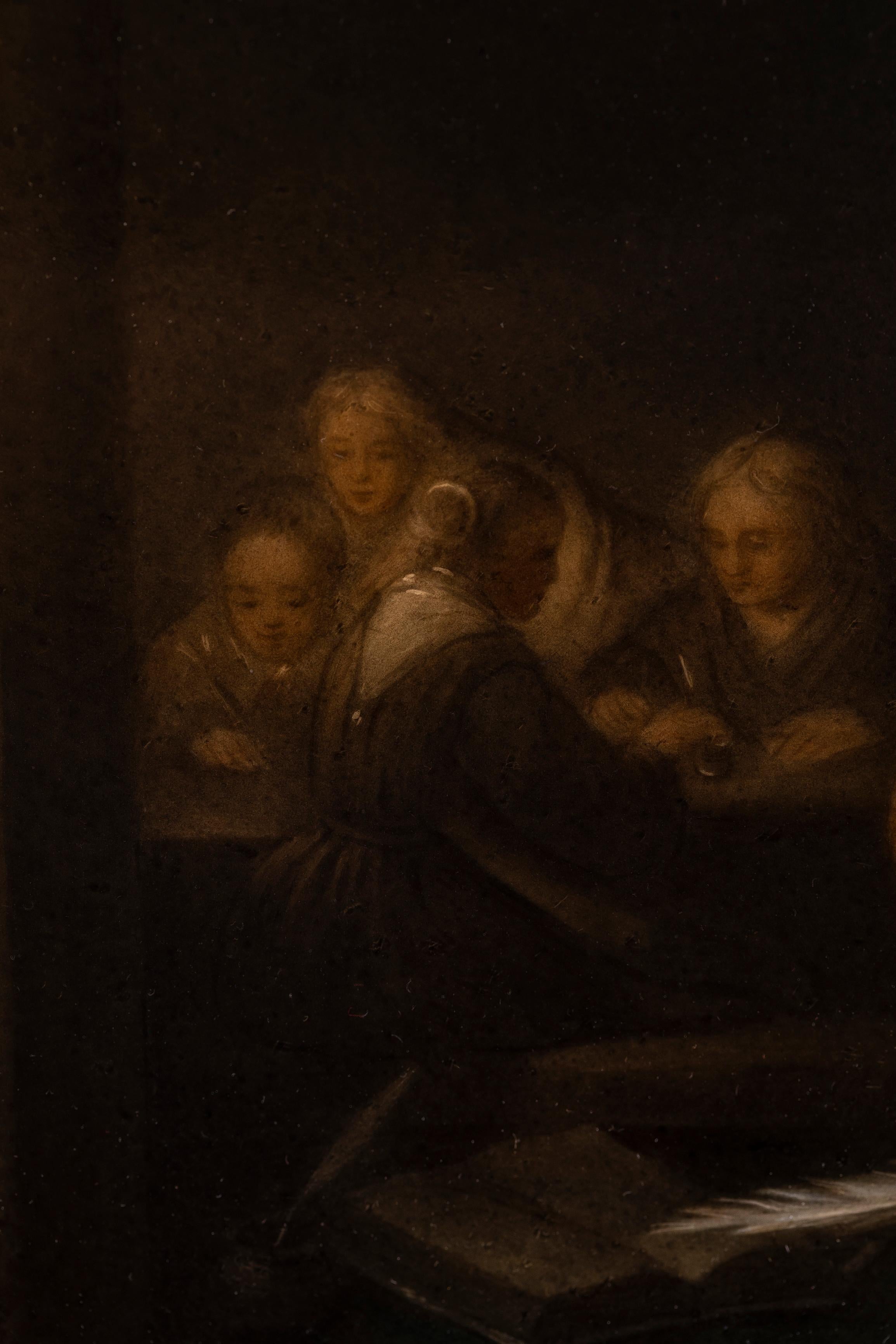 Plaque en porcelaine KPM du 19e siècle d'après Gerrit Dou, intitulée 