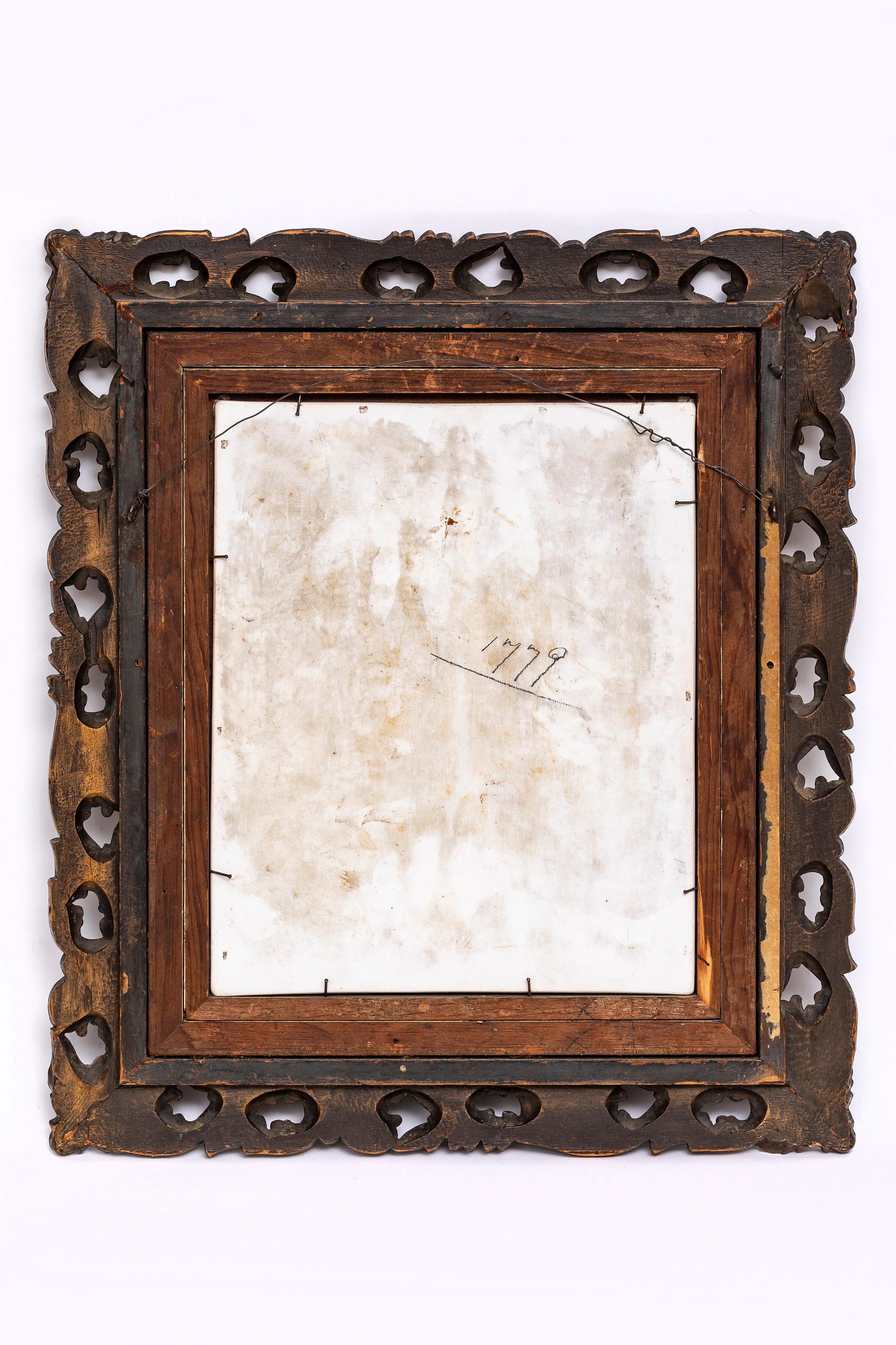 Plaque en porcelaine KPM du 19e siècle d'après Gerrit Dou, intitulée 