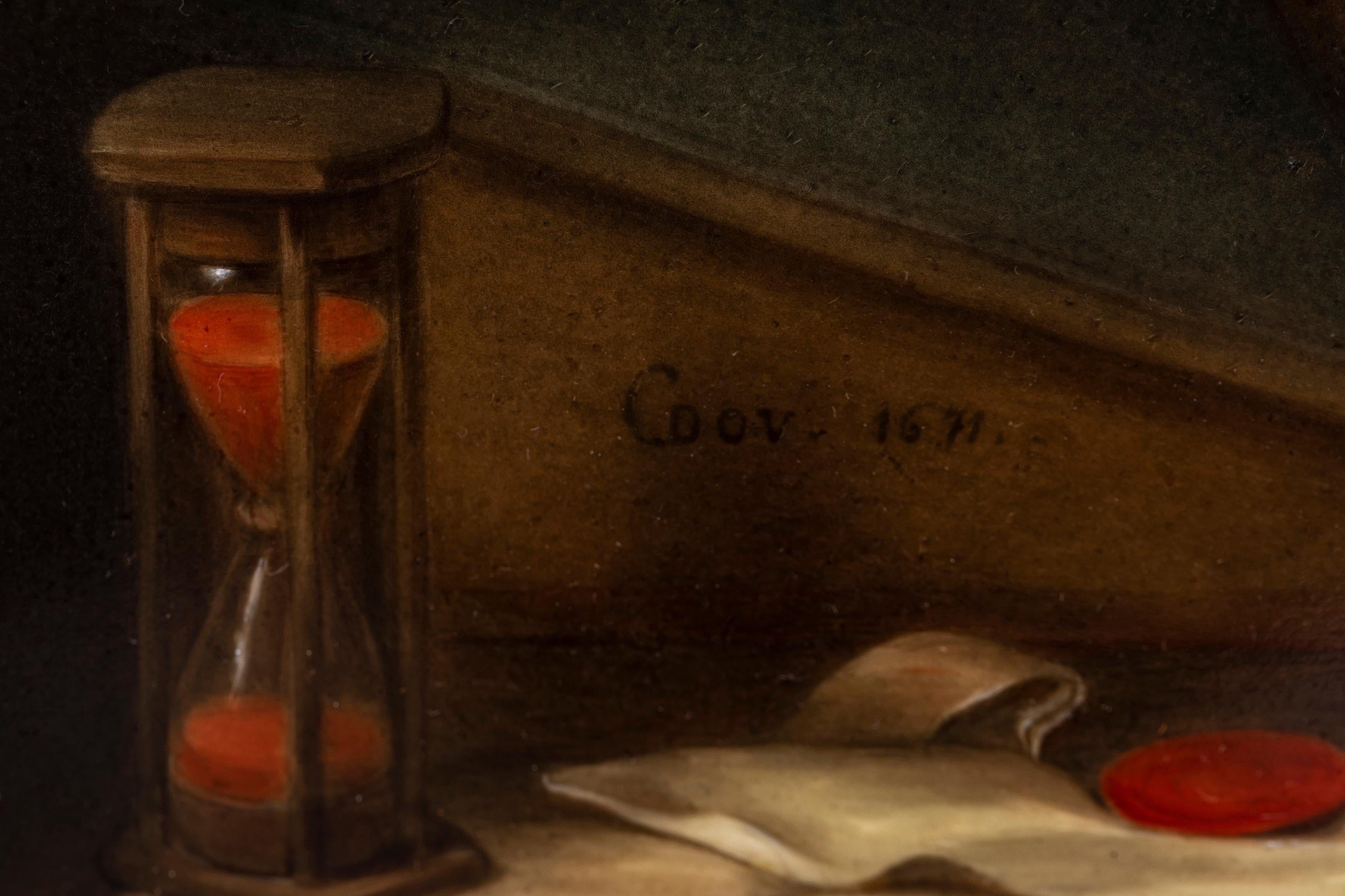 Plaque en porcelaine KPM du 19e siècle d'après Gerrit Dou, intitulée 
