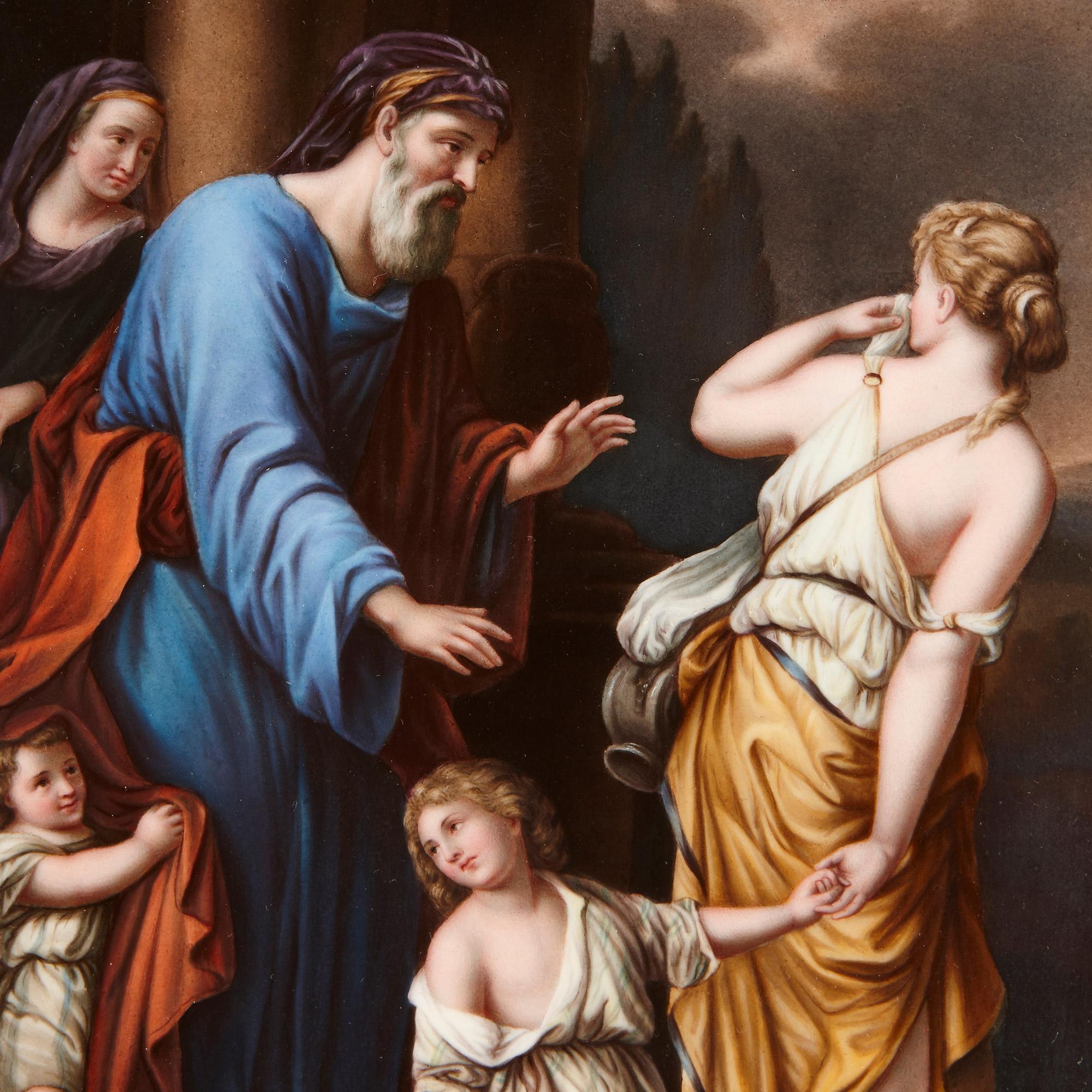 Victorien Plaque en porcelaine KPM du XIXe siècle, d'après un tableau de maître ancien en vente