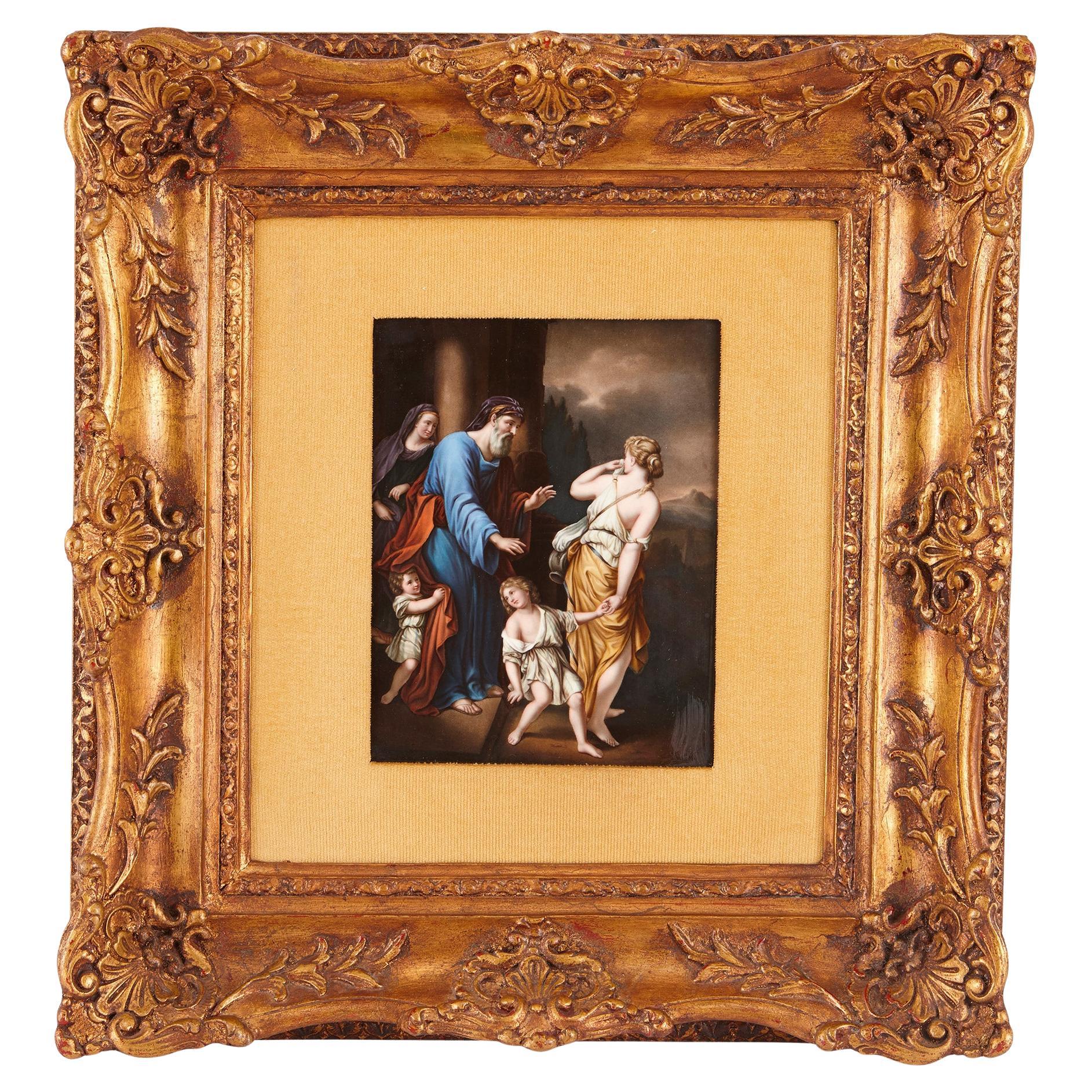Placca in porcellana KPM Porcelain del XIX secolo, dopo un dipinto di un vecchio maestro