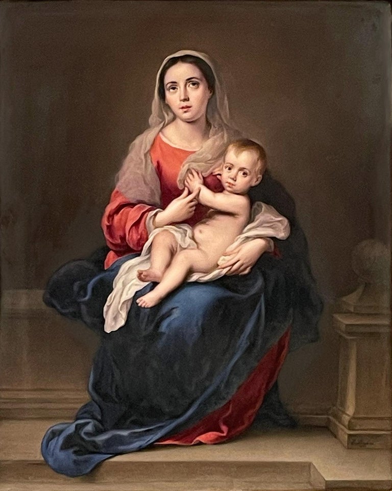 19th Century K.P.M. Porcelain Plaque of Madonna and Child by E. Boehm ...