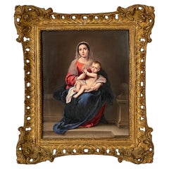 19th Century K.P.M. Porcelain Plaque of Madonna and Child by E. Boehm