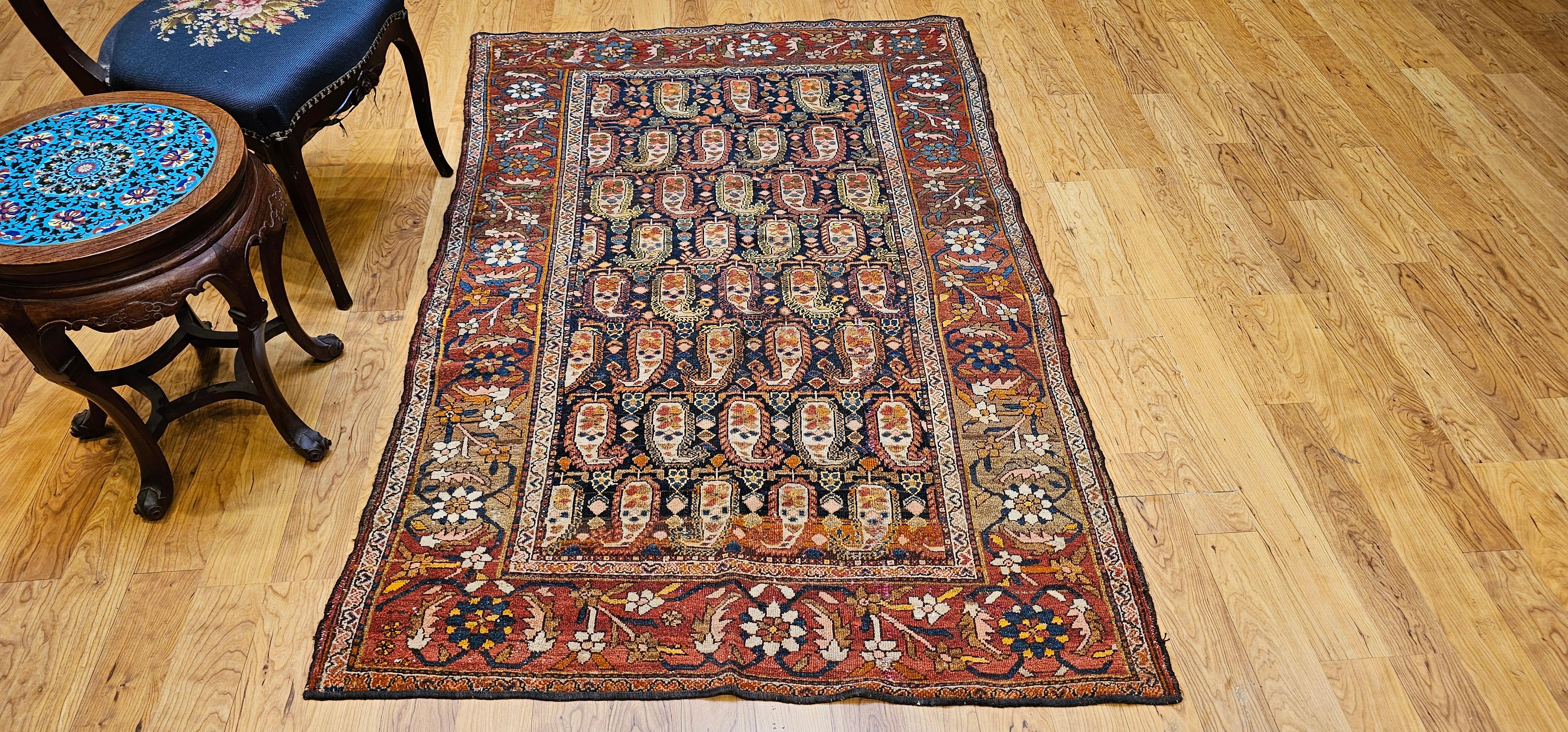 19th Century Kurdish Area Rug in All Over Paisley Pattern For Sale 8