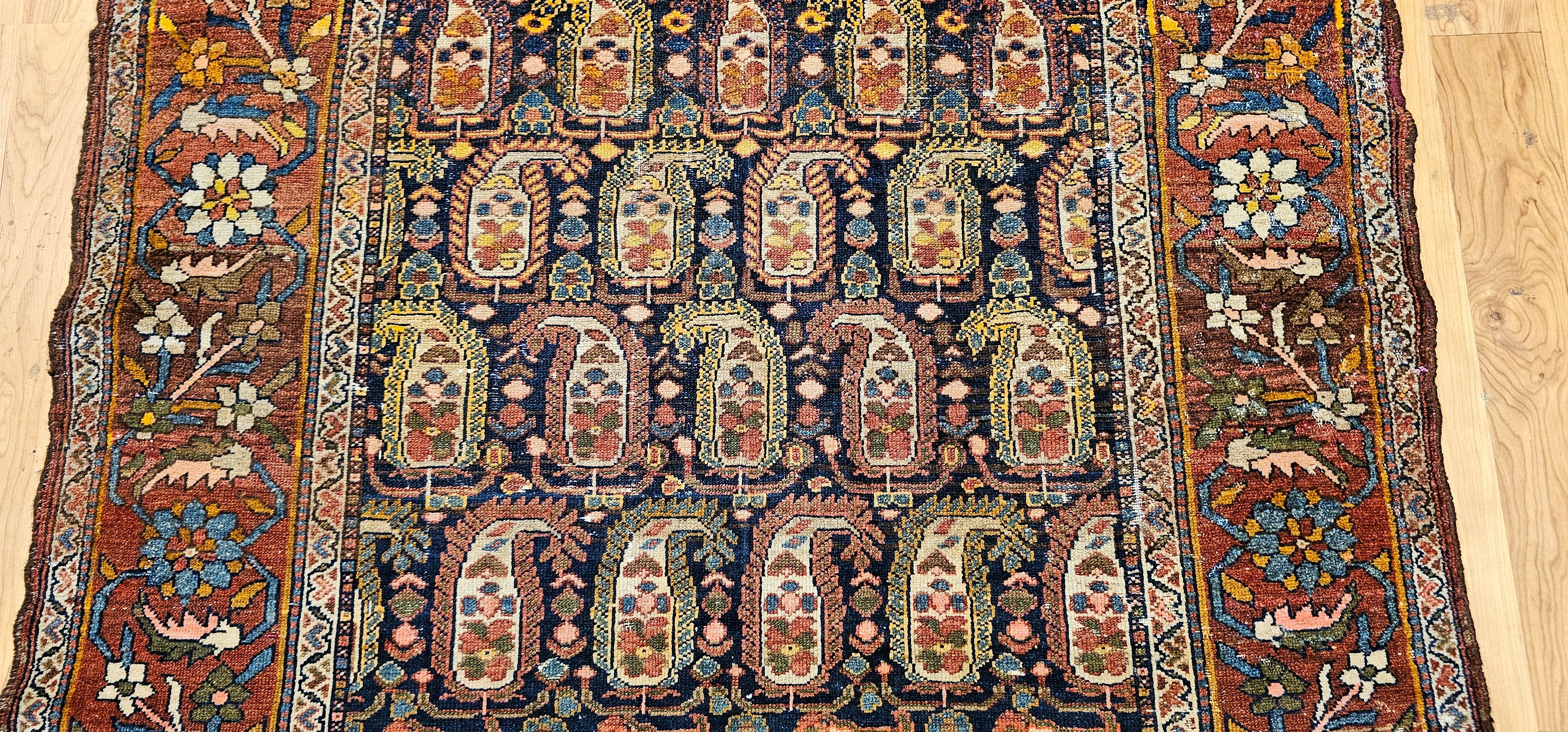 Vegetable Dyed 19th Century Kurdish Area Rug in All Over Paisley Pattern For Sale