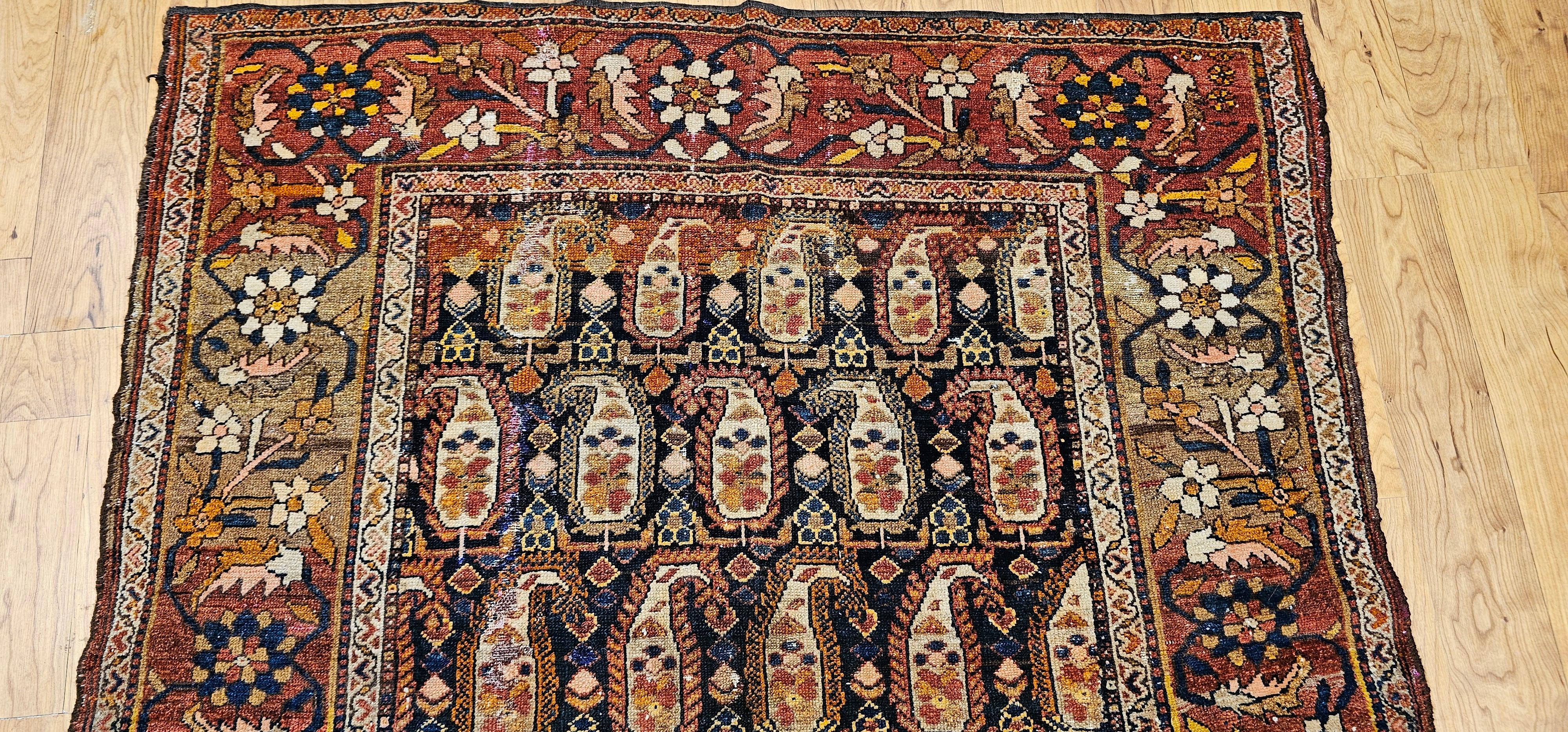 19th Century Kurdish Area Rug in All Over Paisley Pattern In Good Condition For Sale In Barrington, IL
