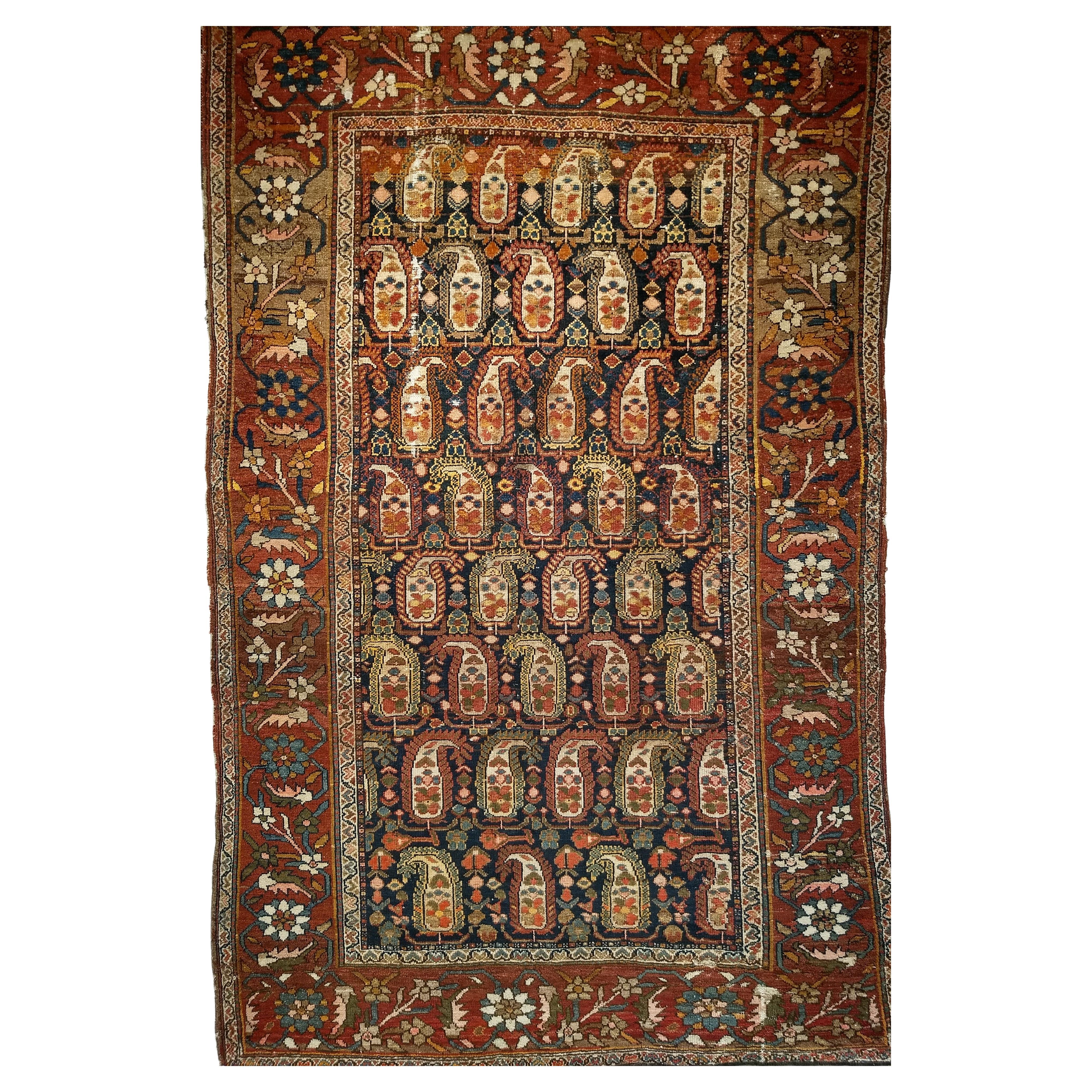 19th Century Kurdish Area Rug in All Over Paisley Pattern For Sale