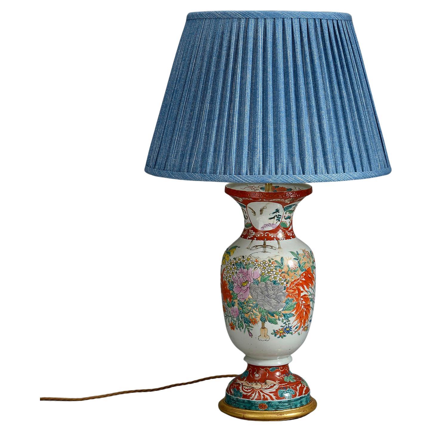 19th Century, Kutani Porcelain Vase Lamp For Sale