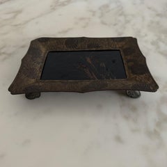 19th-Century Lacquer Bowl, Bronze-Mounted Vide-Poche with Vegetal Decoration