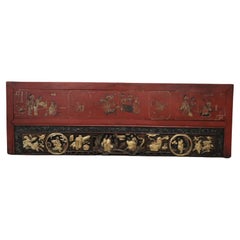 19th Century Lacquered and Carved Wood Wall Panel China Dynasty Quing