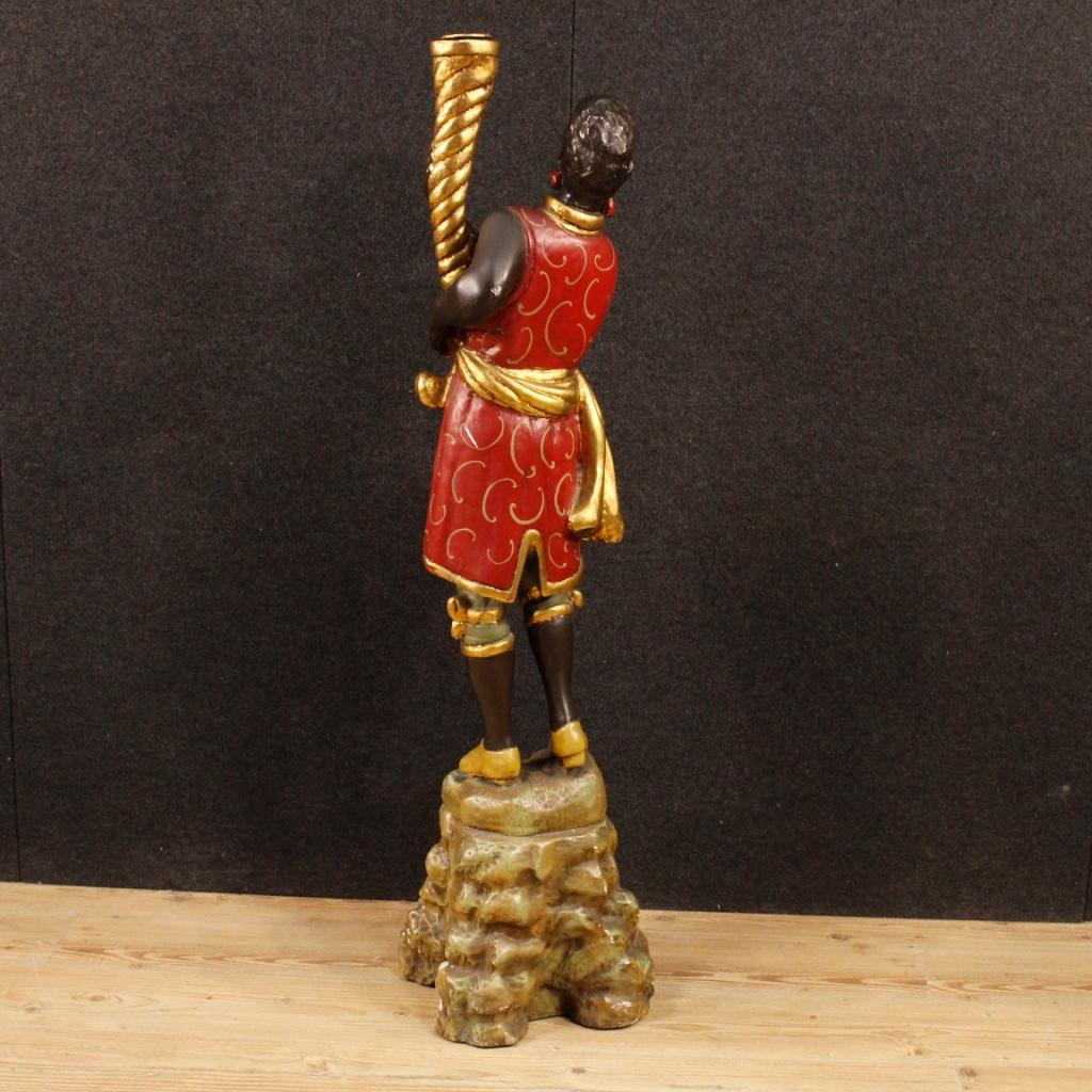 19th Century Lacquered and Gilded Wood and Plaster Italian Moor Sculpture, 1880 7