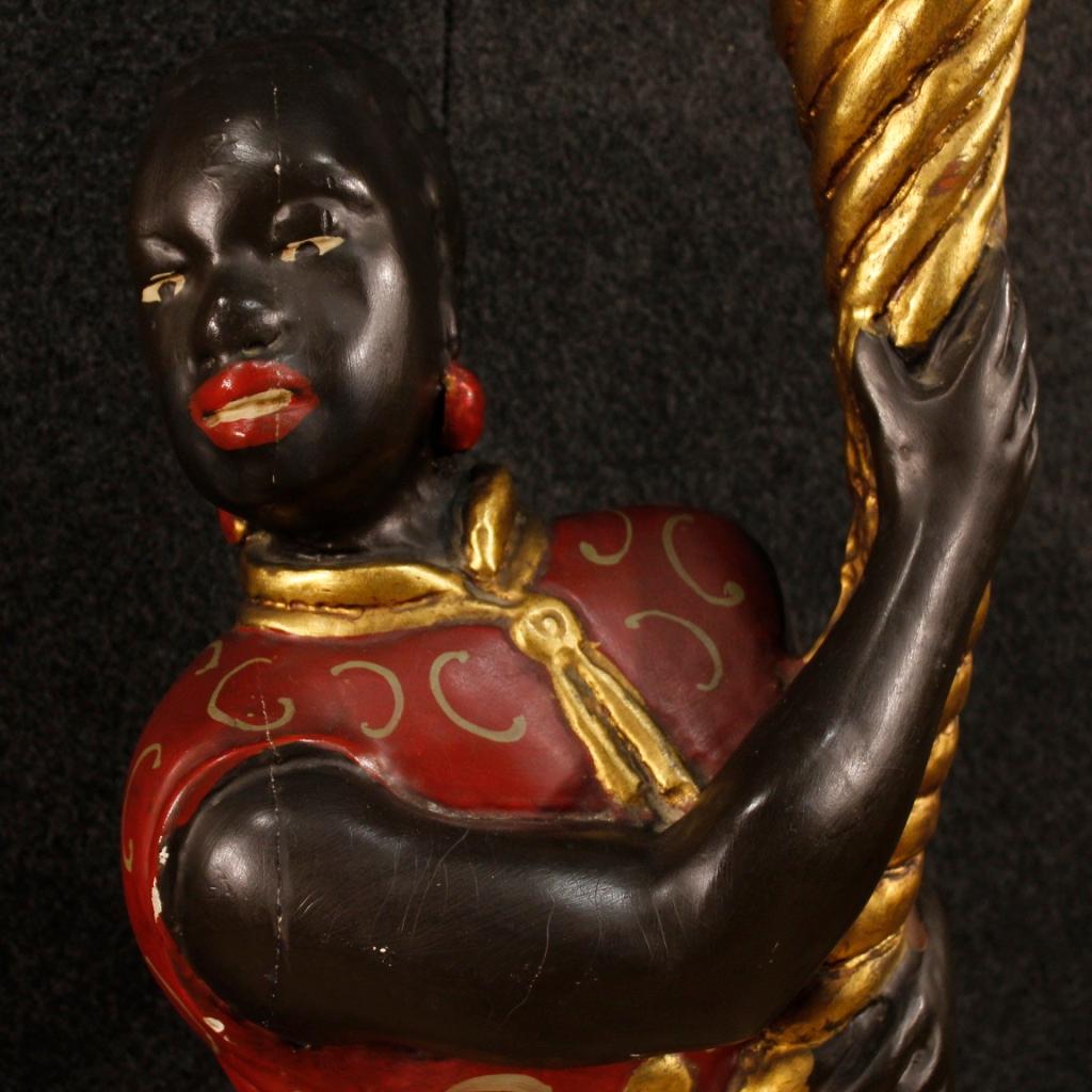 19th Century Lacquered and Gilded Wood and Plaster Italian Moor Sculpture, 1880 8