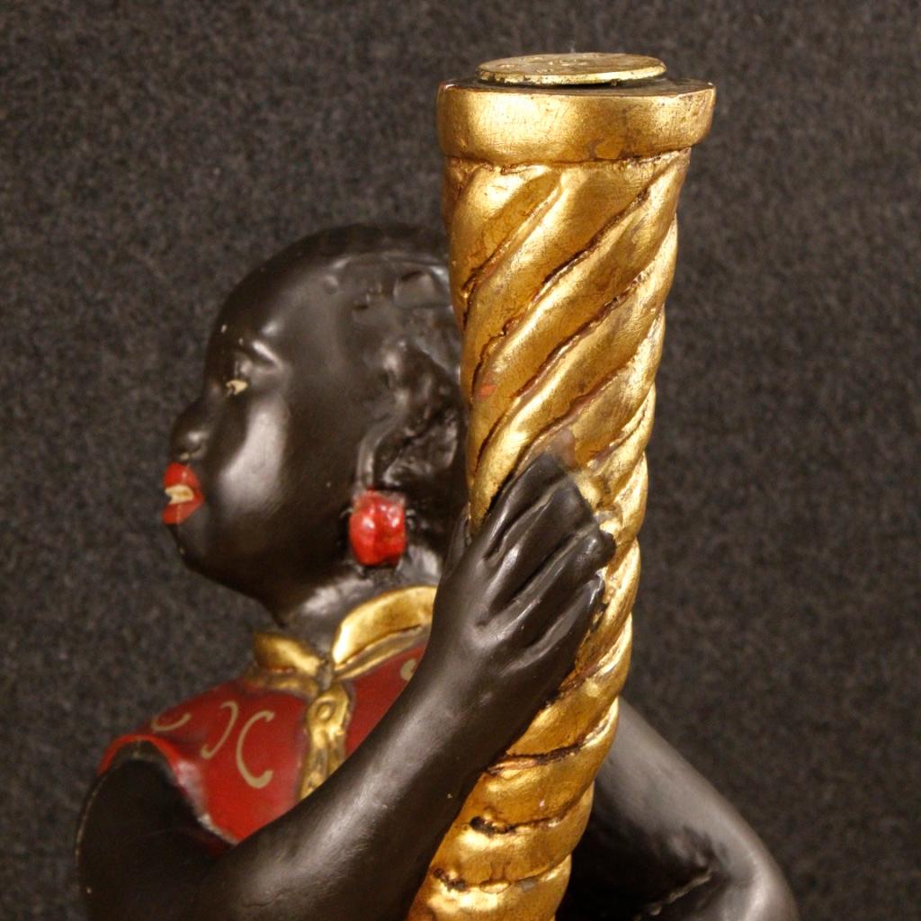 19th Century Lacquered and Gilded Wood and Plaster Italian Moor Sculpture, 1880 2