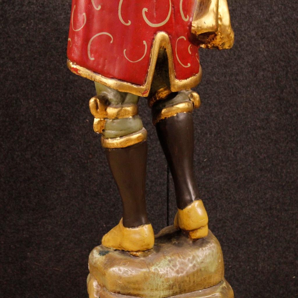 19th Century Lacquered and Gilded Wood and Plaster Italian Moor Sculpture, 1880 3