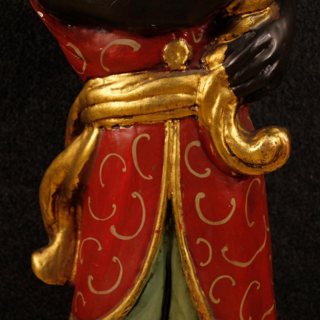 19th Century Lacquered and Gilded Wood and Plaster Italian Moor Sculpture, 1880 5