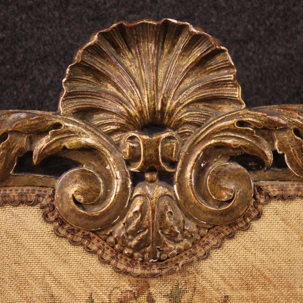 19th Century Lacquered and Gilt Wood and Fabric French Fender, 1870 For Sale 2