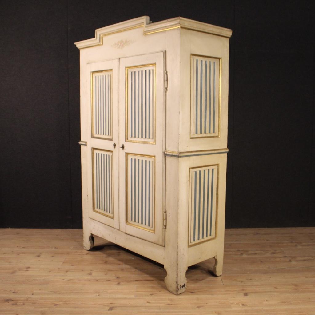 19th Century Lacquered and Giltwood Italian Louis XVI Style Wardrobe, 1850 6