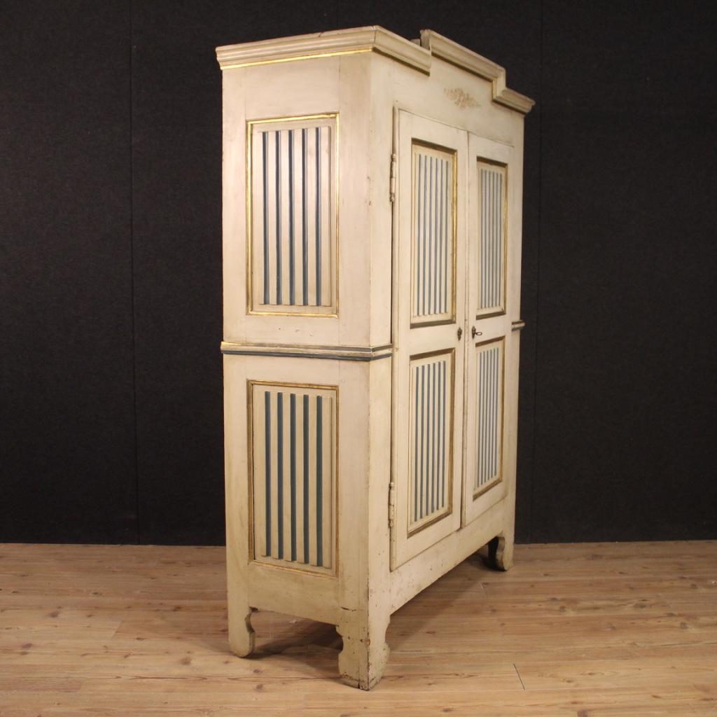 19th Century Lacquered and Giltwood Italian Louis XVI Style Wardrobe, 1850 2