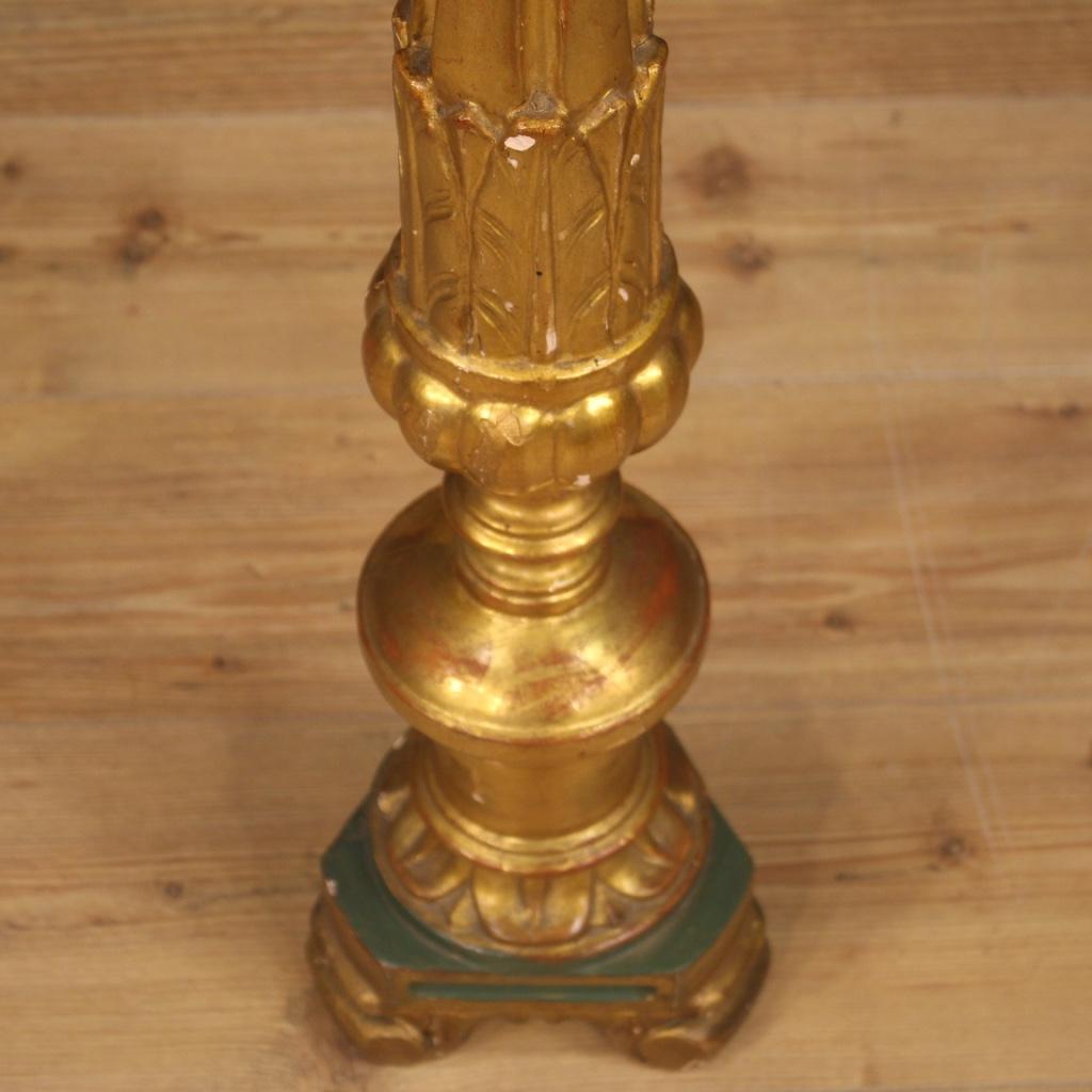 19th Century Lacquered and Giltwood Italian Torch Holder, 1870 For Sale 6