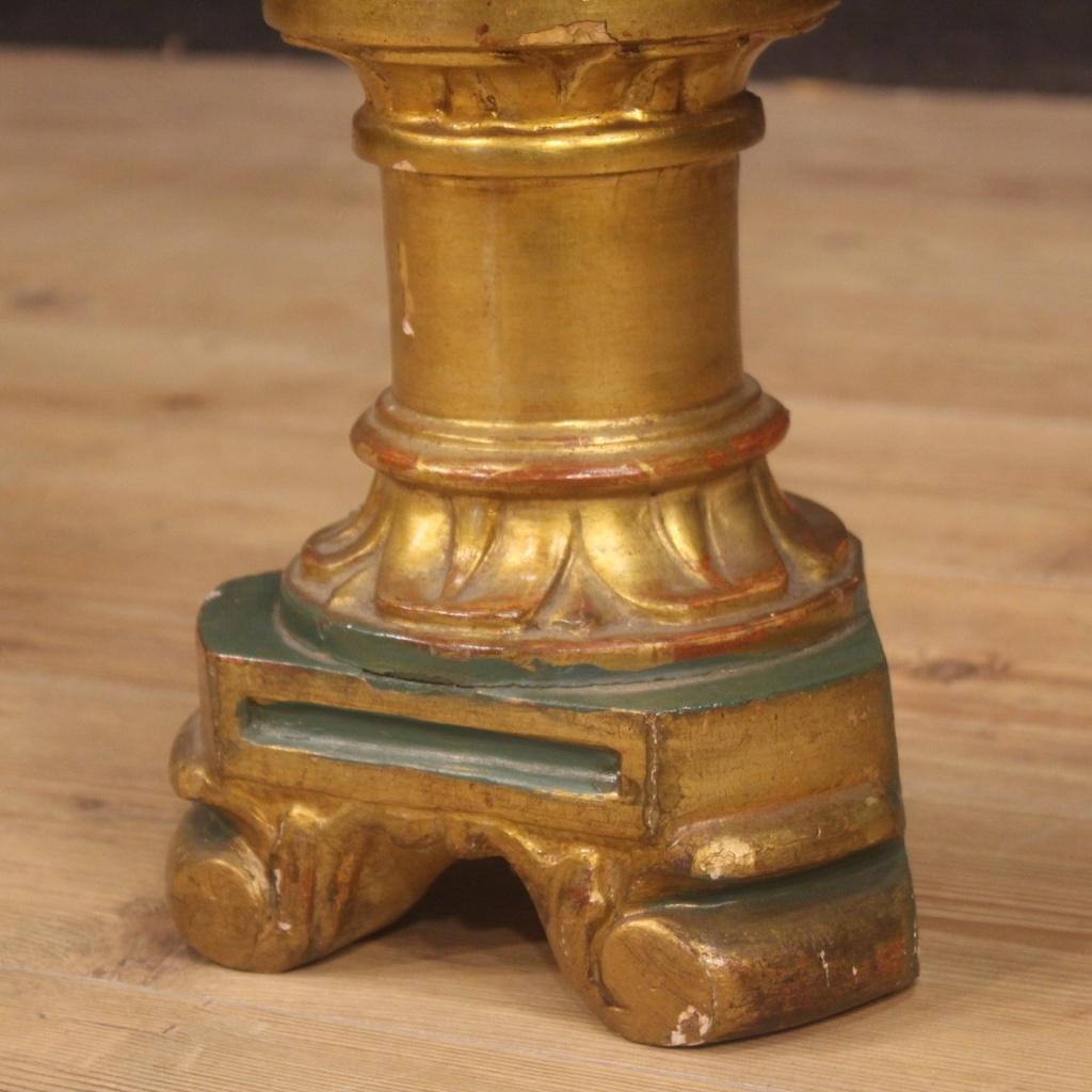 19th Century Lacquered and Giltwood Italian Torch Holder, 1870 For Sale 7