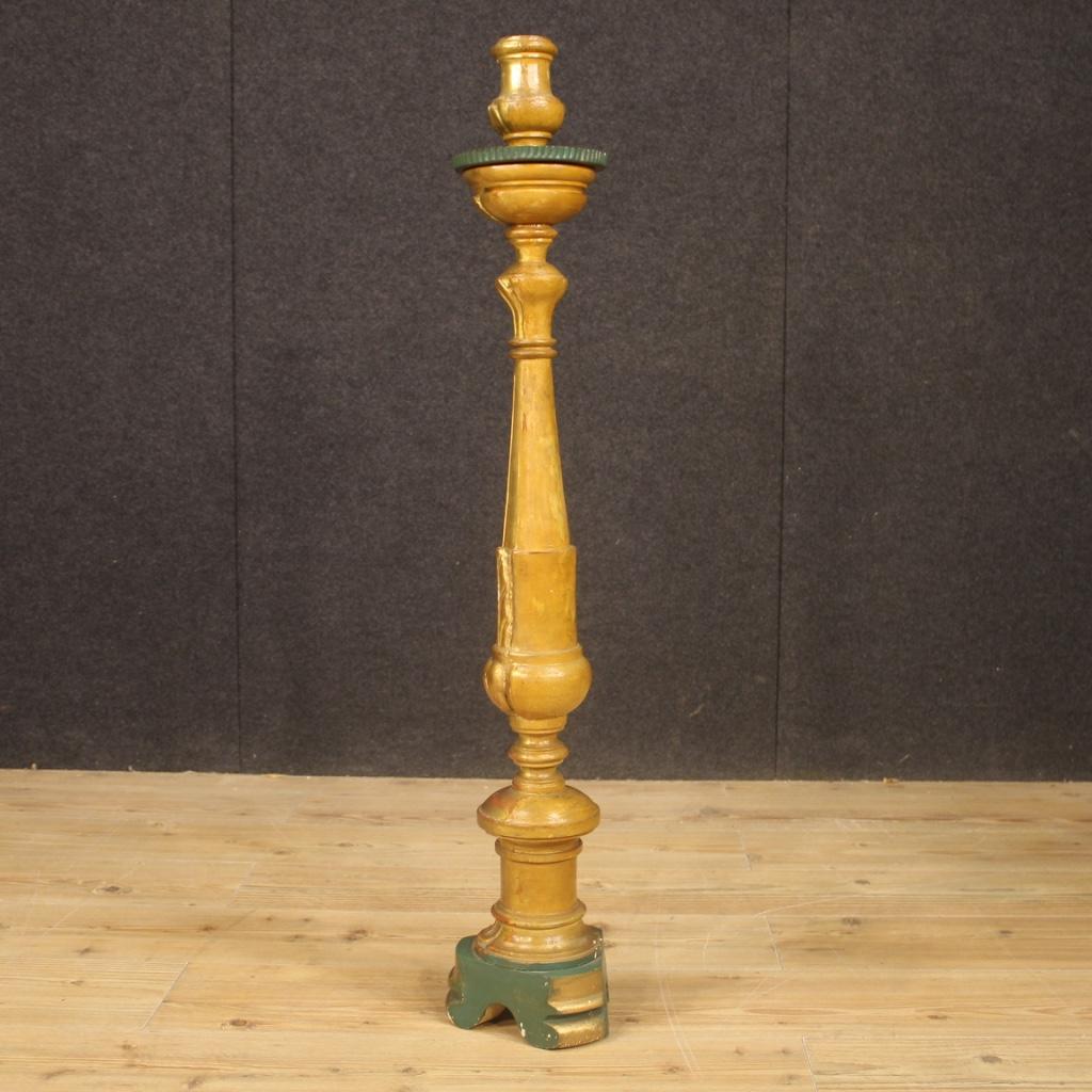 19th Century Lacquered and Giltwood Italian Torch Holder, 1870 For Sale 1