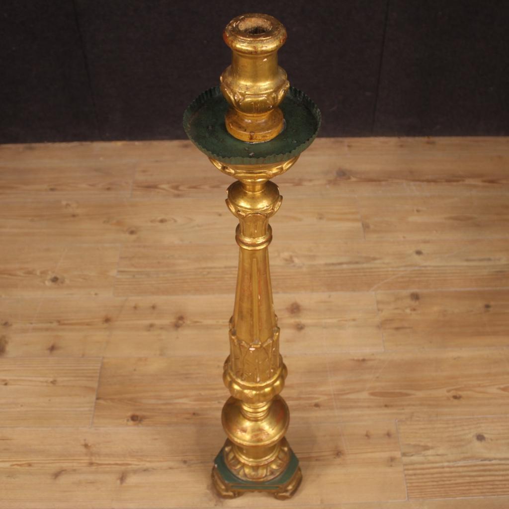 19th Century Lacquered and Giltwood Italian Torch Holder, 1870 For Sale 4