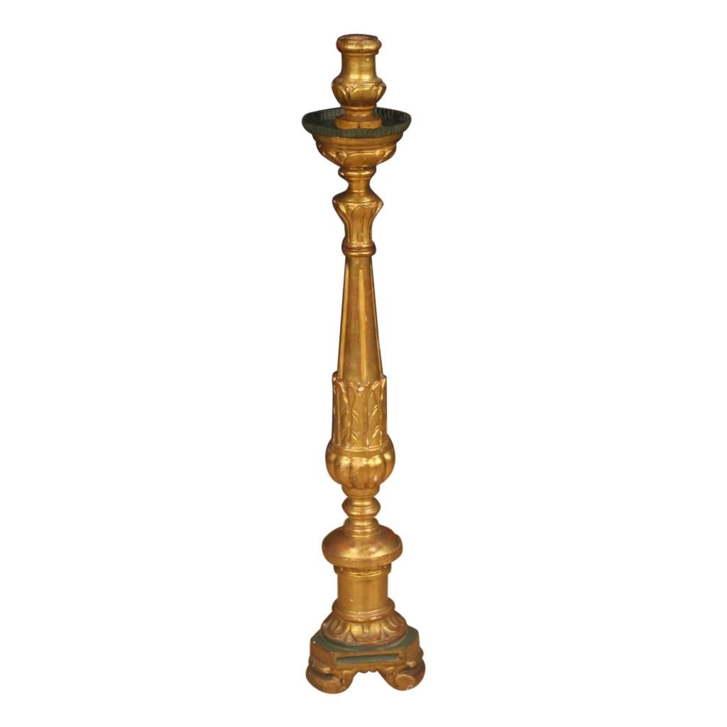 19th Century Lacquered and Giltwood Italian Torch Holder, 1870 For Sale