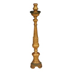 19th Century Lacquered and Giltwood Italian Torch Holder, 1870