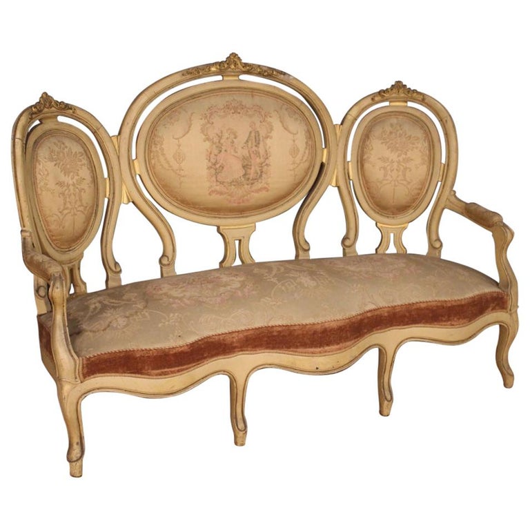 19th Century Lacquered and Giltwood French Louis Philippe Sofa, 1850 For  Sale at 1stDibs
