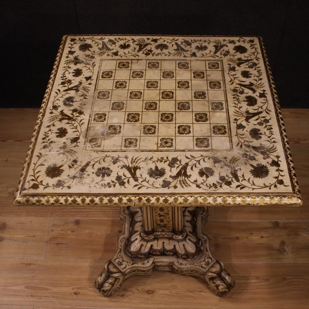 19th Century Lacquered and Gold Wood Italian Antique Game Table, 1880 For Sale 5