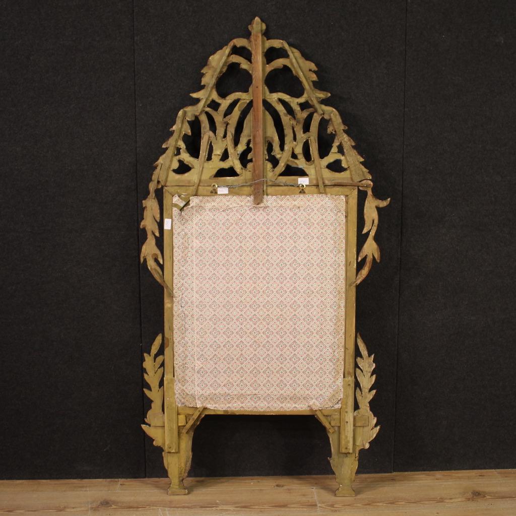 19th Century Lacquered and Gold Wood Italian Antique Louis XVI Style Mirror 1830 For Sale 8