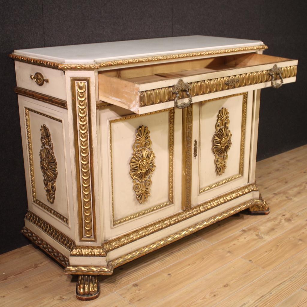 19th Century Lacquered and Gold Wood Marble Top Italian Umbertine Sideboard 1880s For Sale 6