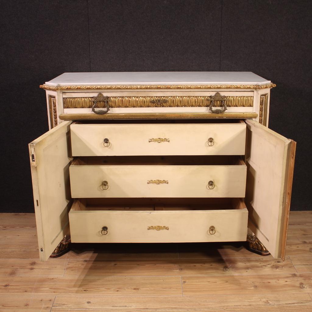 19th Century Lacquered and Gold Wood Marble Top Italian Umbertine Sideboard 1880s For Sale 7