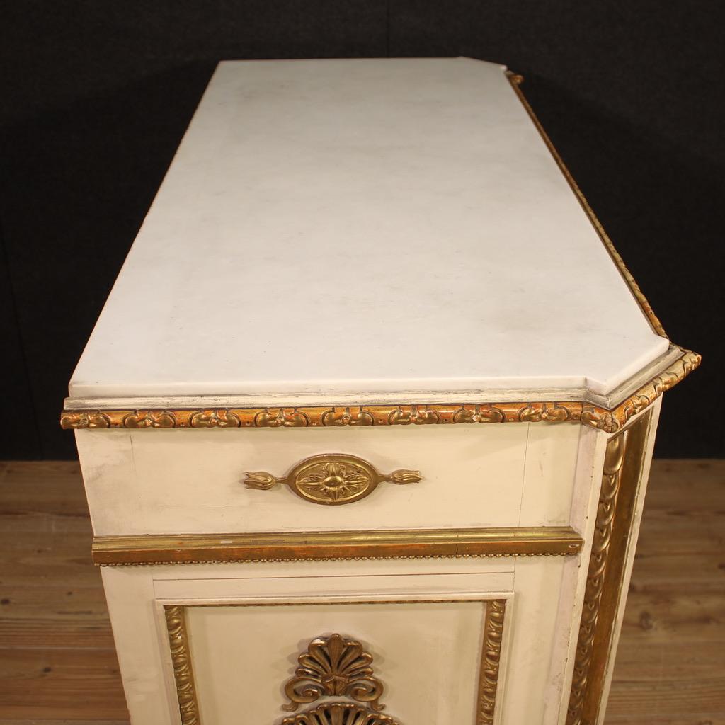 19th Century Lacquered and Gold Wood Marble Top Italian Umbertine Sideboard 1880s For Sale 2