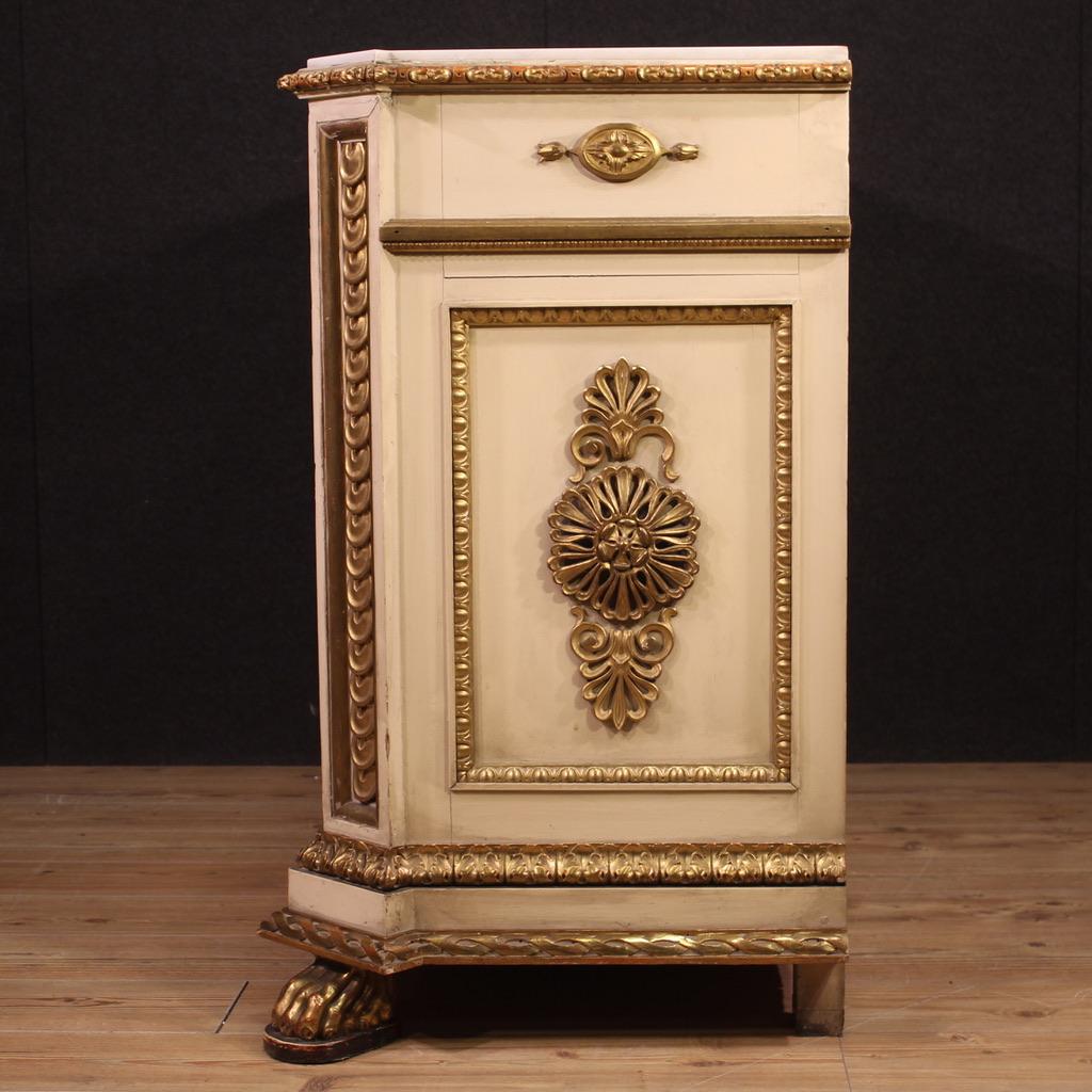 19th Century Lacquered and Gold Wood Marble Top Italian Umbertine Sideboard 1880s For Sale 4